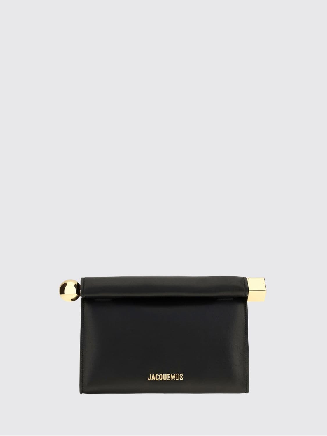 Jacquemus Rond Carré Rigid Lambskin Mini Clutch with Lettering Logo