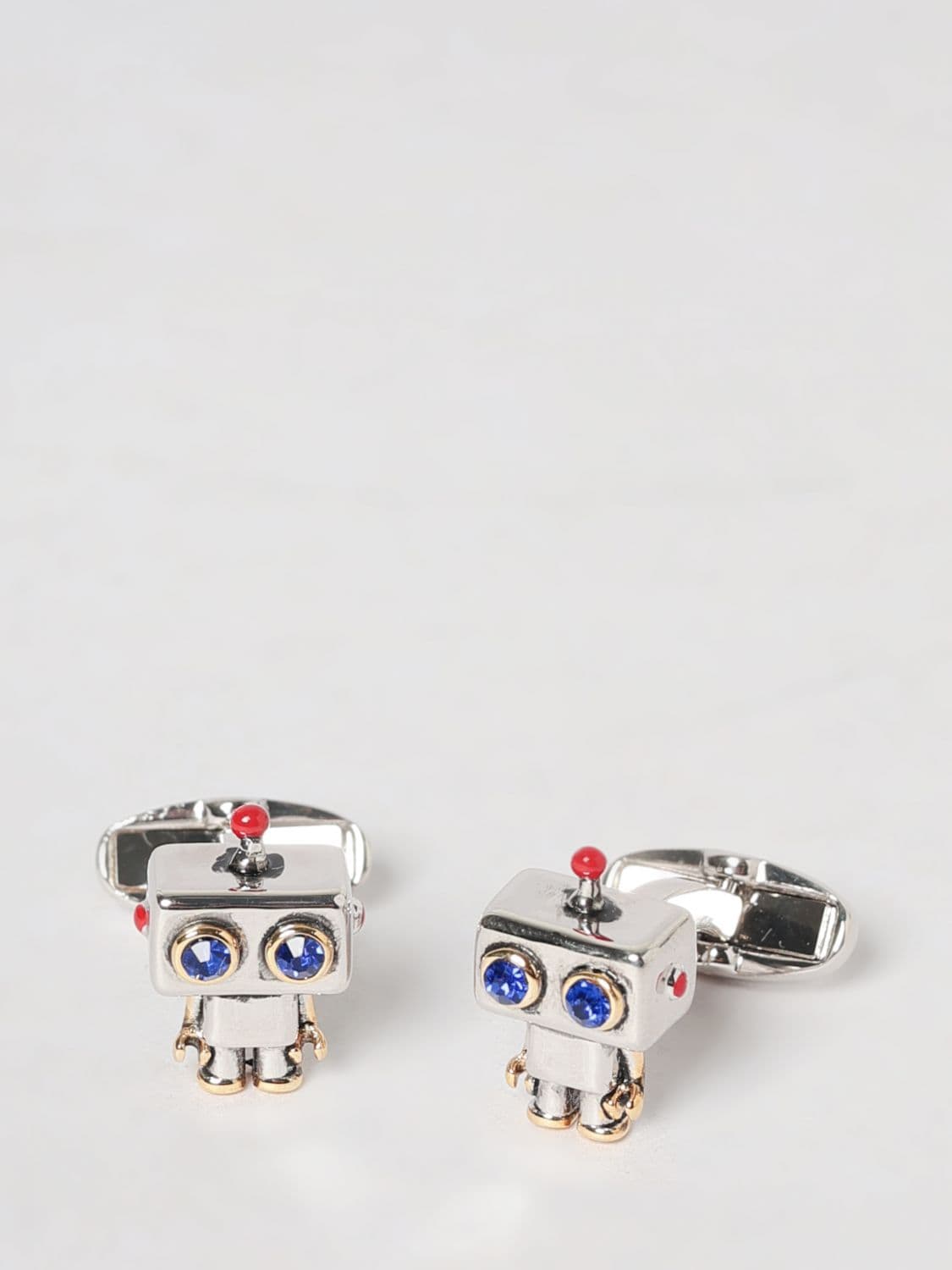 Paul Smith Robot Two-Tone Metal Cufflinks with Set Crystals