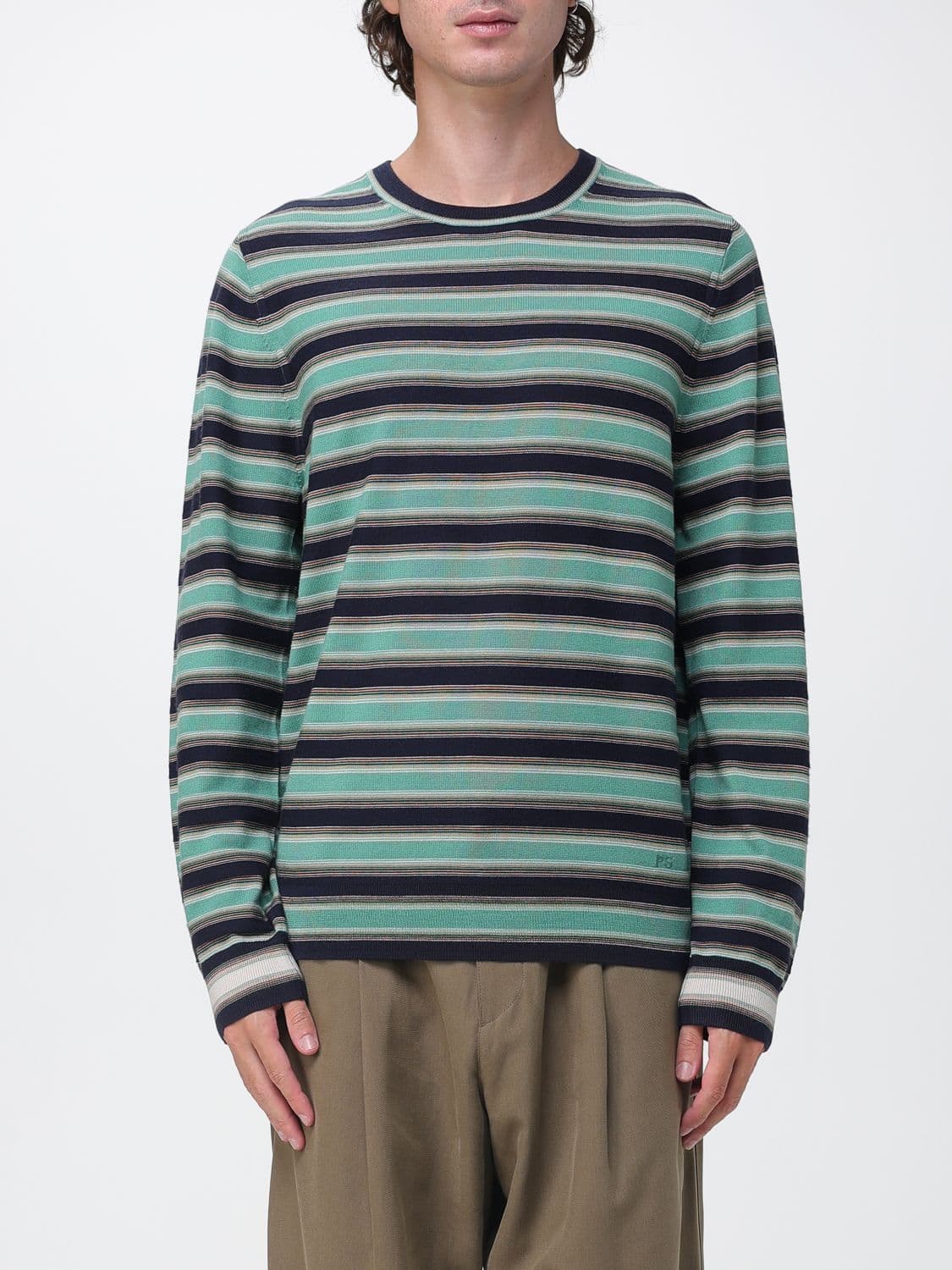 Paul Smith Striped Merino Wool Relaxed Fit Jumper with Crew Neck