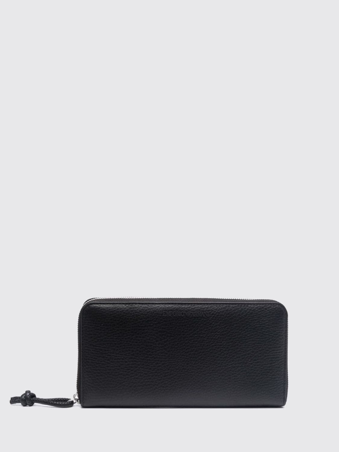 Emporio Armani Continental Leather Wallet with Embossed Logo and Zip