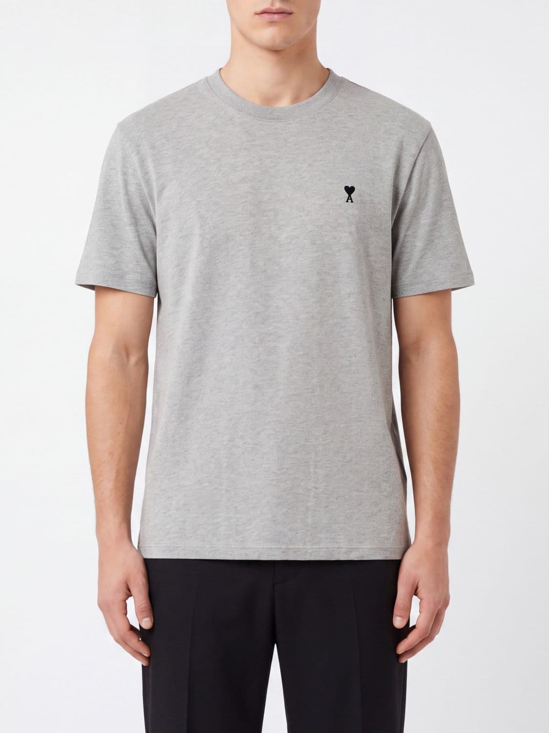 Ami Paris Crewneck T-shirt in Organic Cotton with Contrast Logo