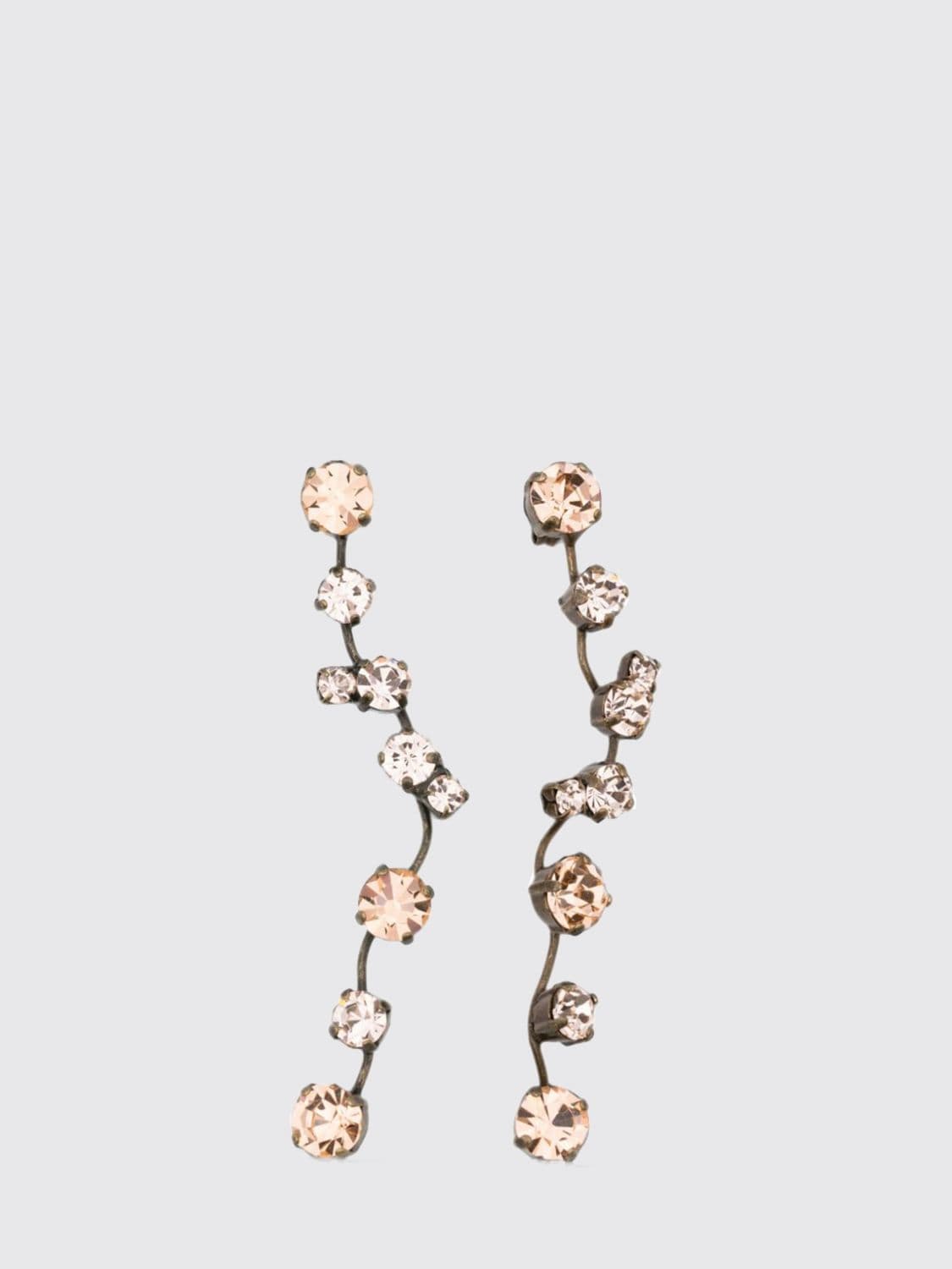 Forte Forte Pendant Earrings in Brass with Embroidered Pink Crystals