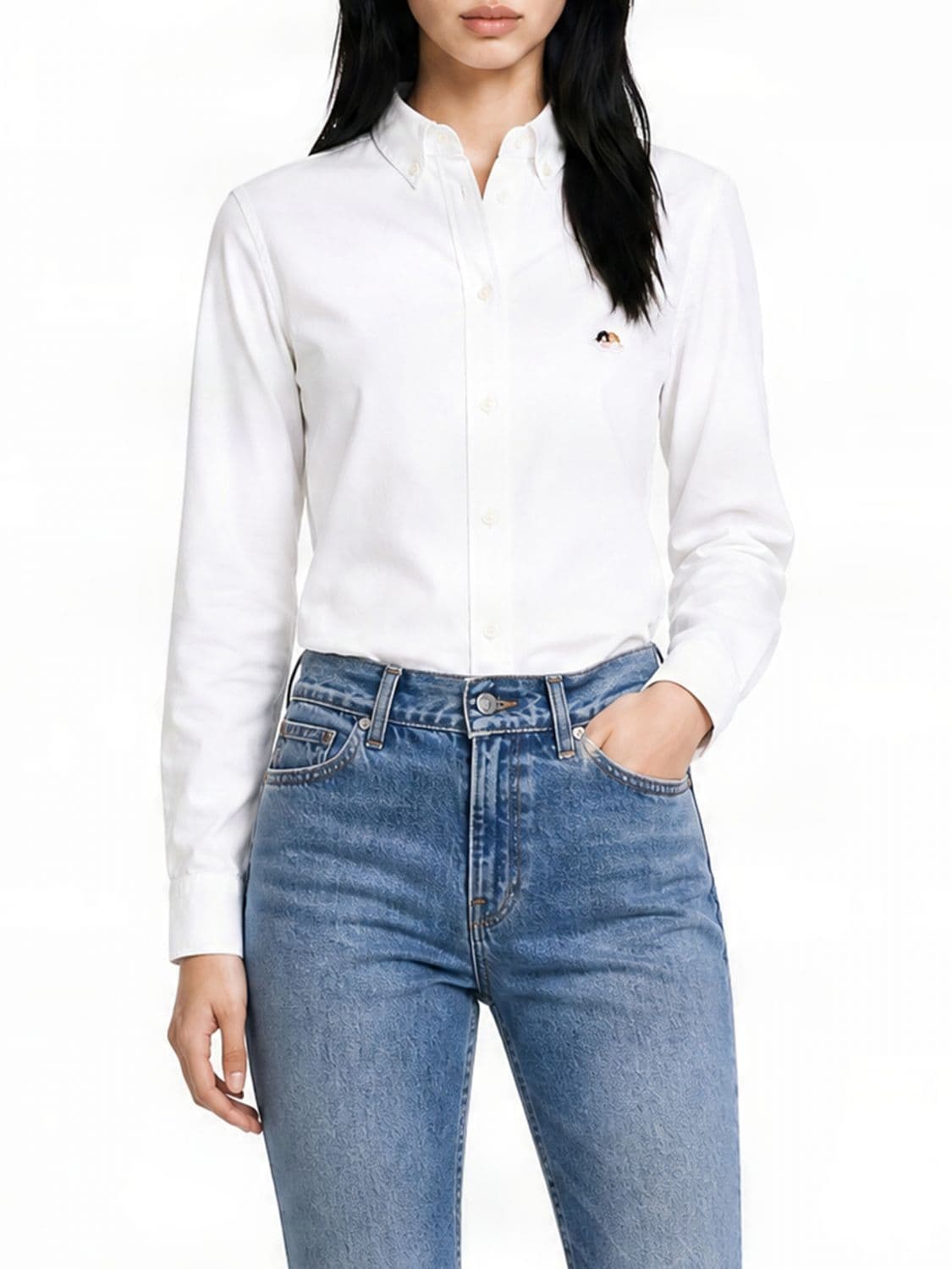 Fiorucci Slim Fit Cotton Poplin Shirt with Applied Monogram