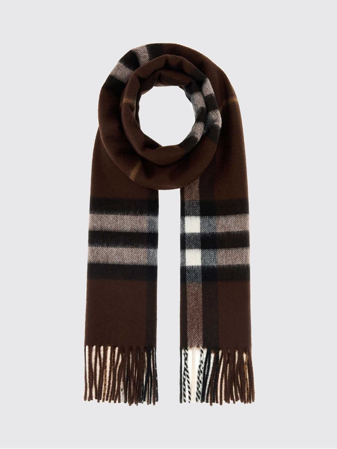 Burberry Fringed Hem Check Pure Cashmere Scarf