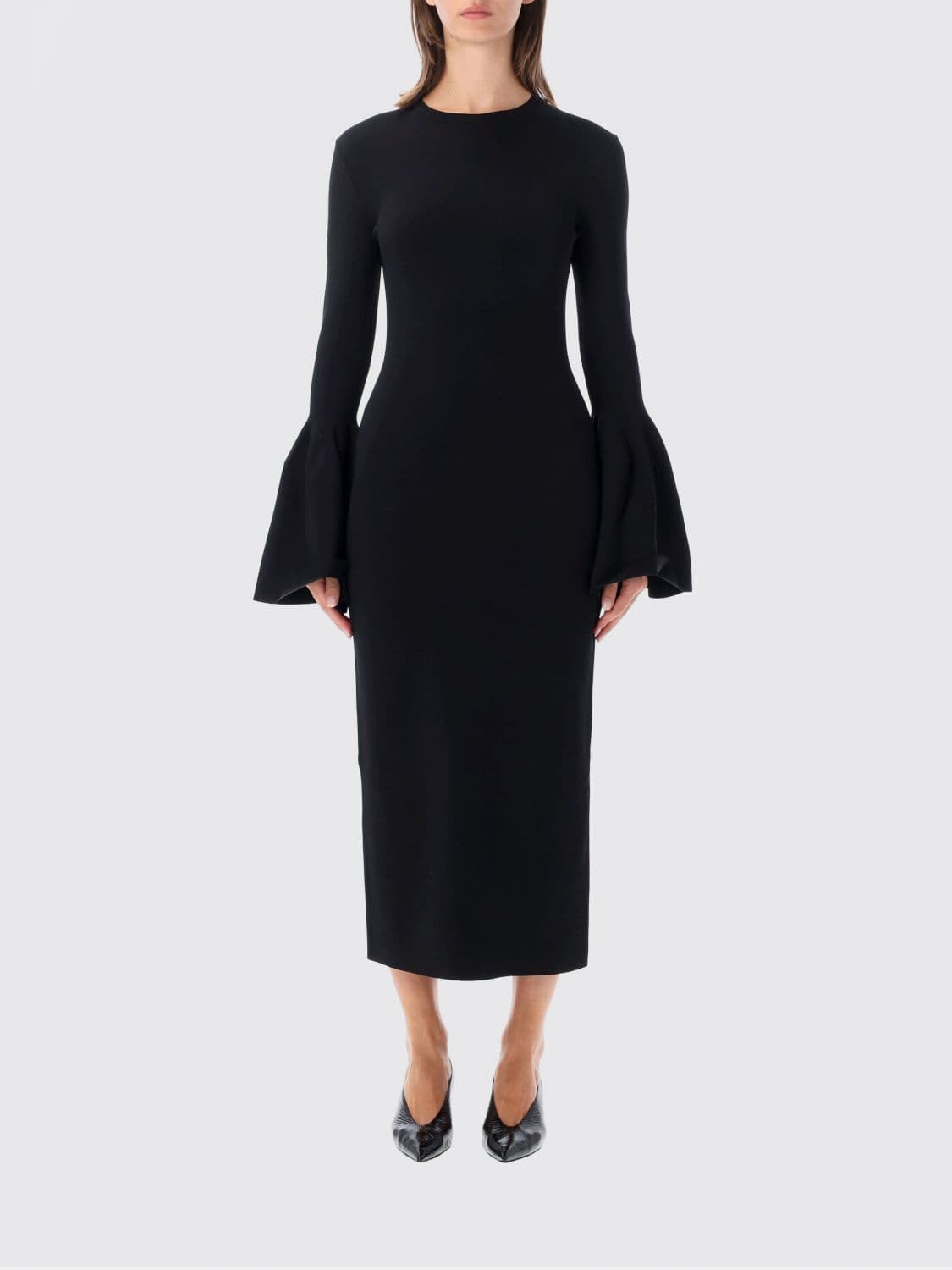 Stella Mccartney Crêpe Sheath Midi Dress with Flared Long Sleeves