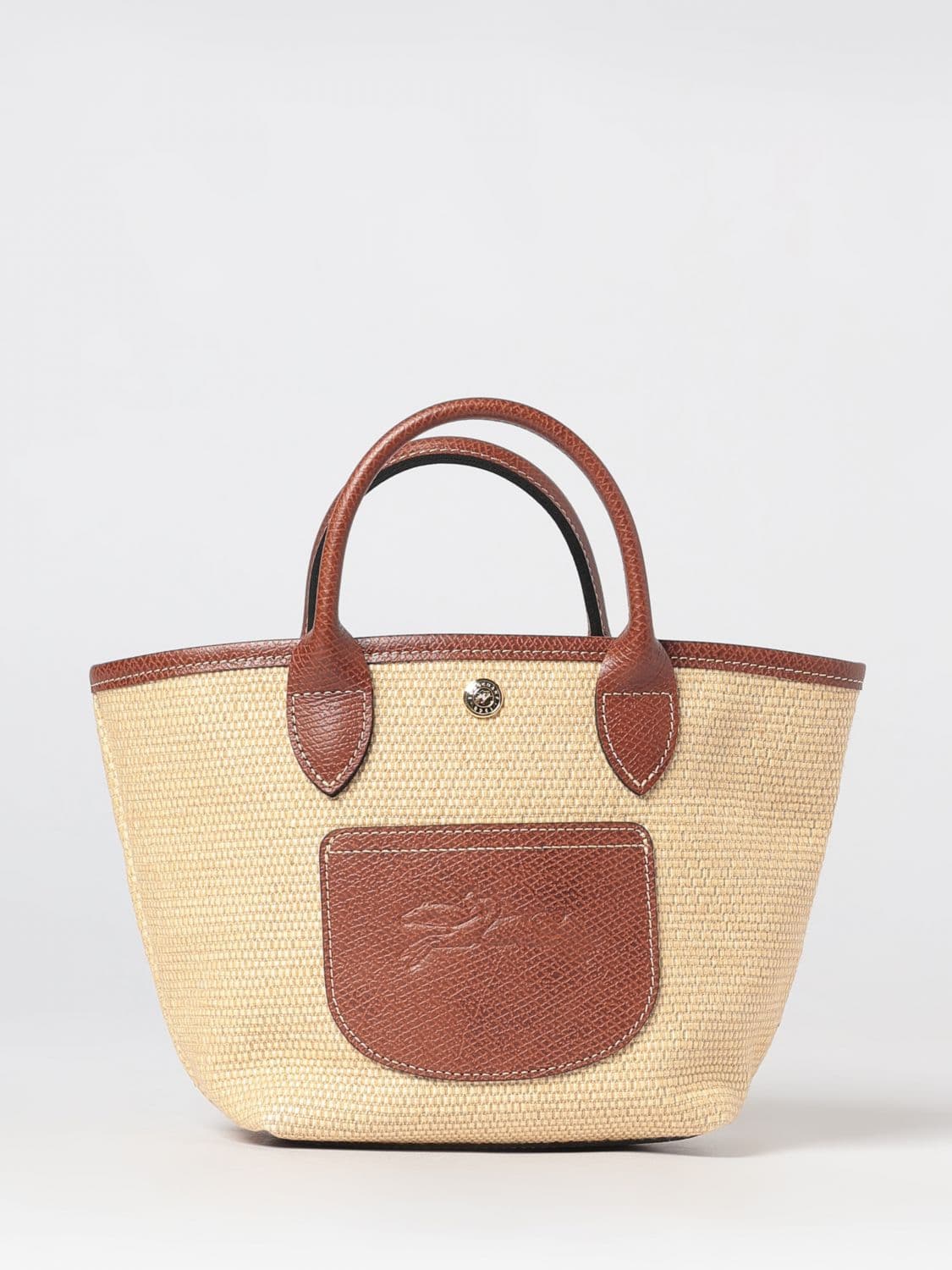 Longchamp Le Pliage Collection Raffia Mini Tote with Leather Handles