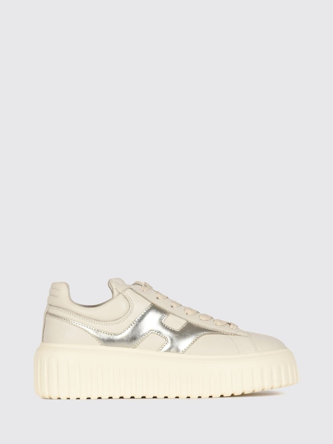 Hogan H-Stripes Leather Platform Sneakers with Laminated Details