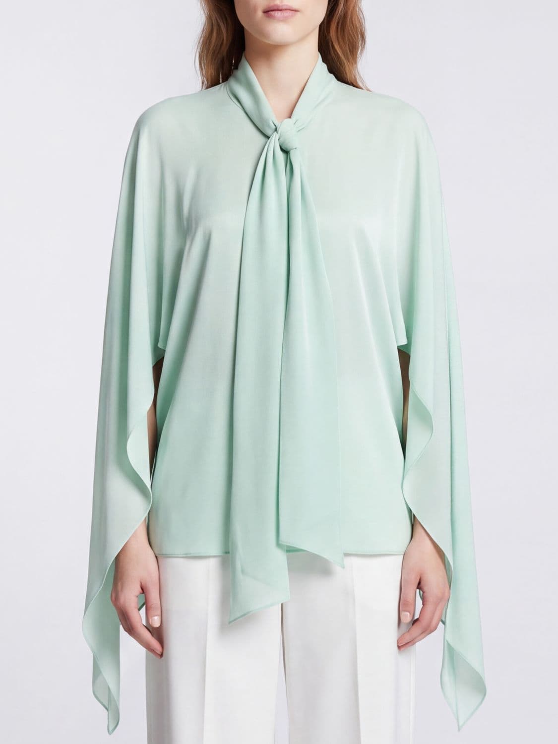 Stella Mccartney Pussy-Bow Long-Sleeved Blouse in Pure Silk