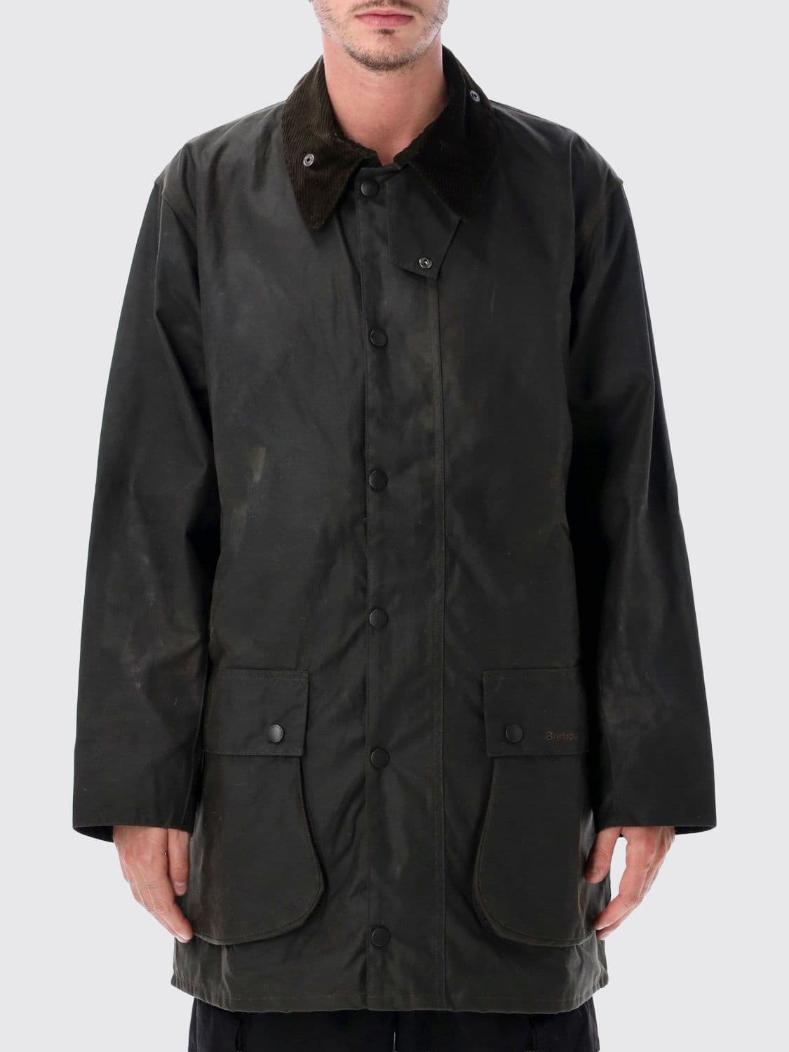 Barbour Northumbria Waxed Cotton Jacket with Corduroy Collar