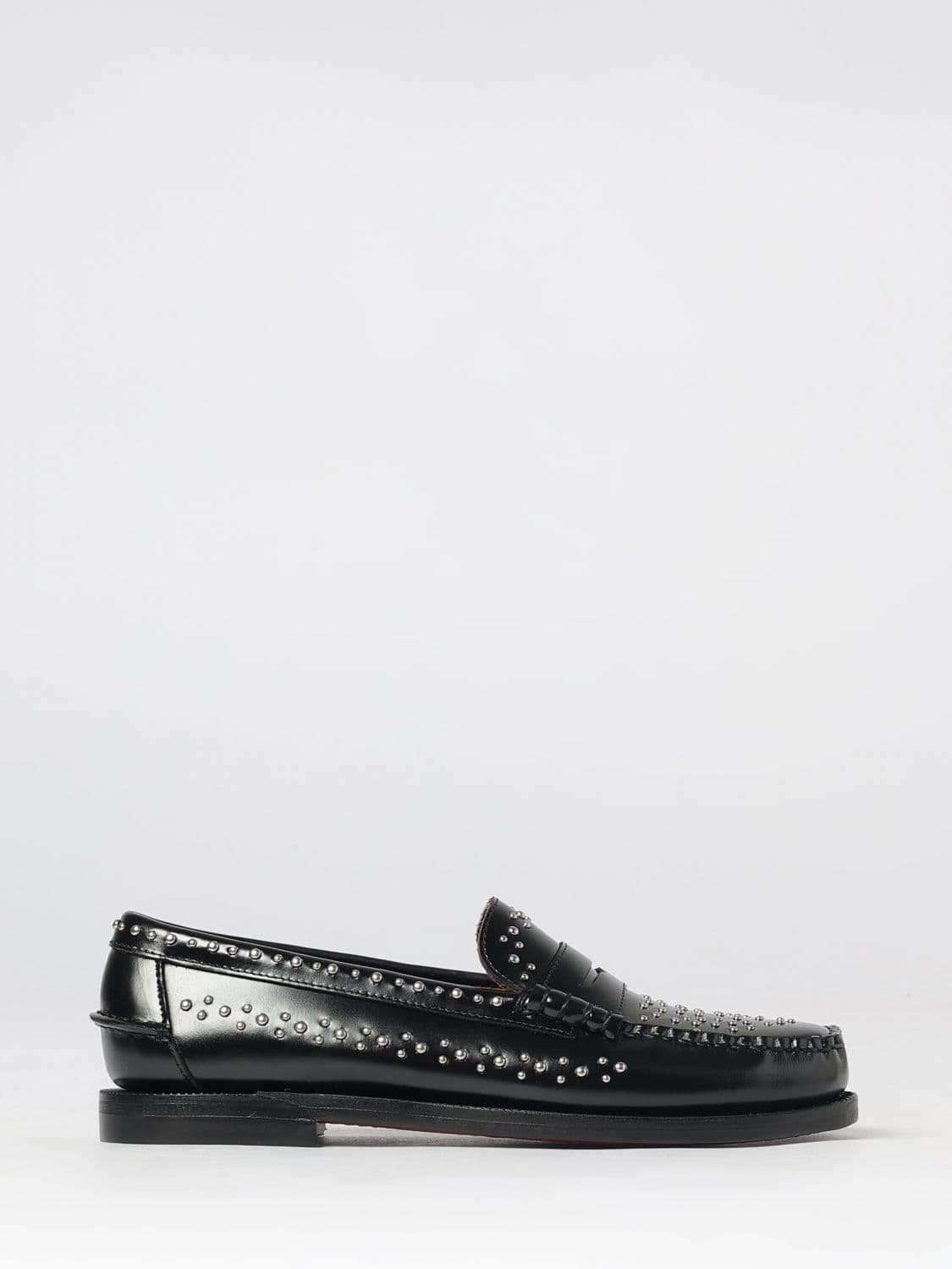 Sebago Embroidered Brushed Leather Penny Loafers with Applied Studs