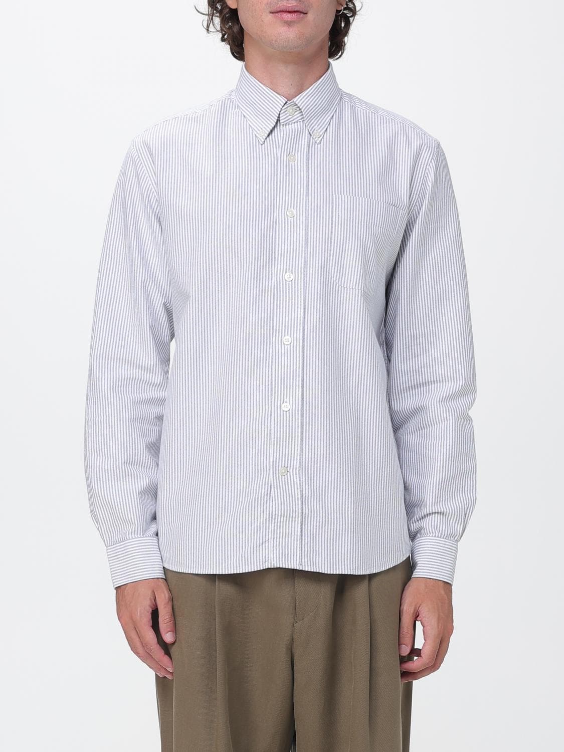 Sebago Striped Cotton Poplin Shirt with Button-Down Collar