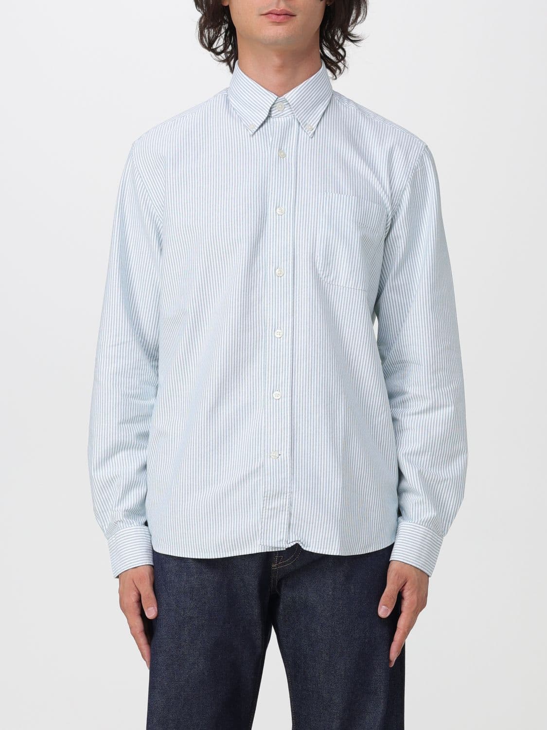 Sebago Striped Cotton Poplin Shirt with Button-Down Collar