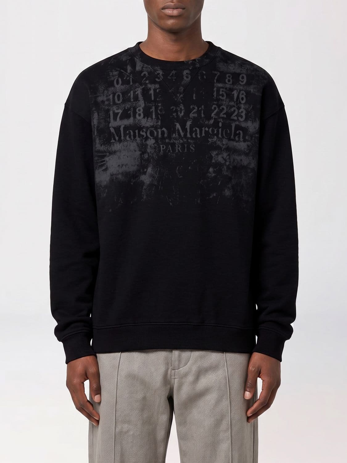 Maison Margiela Cotton Crewneck Sweatshirt with Iconic Rear Four Stitches