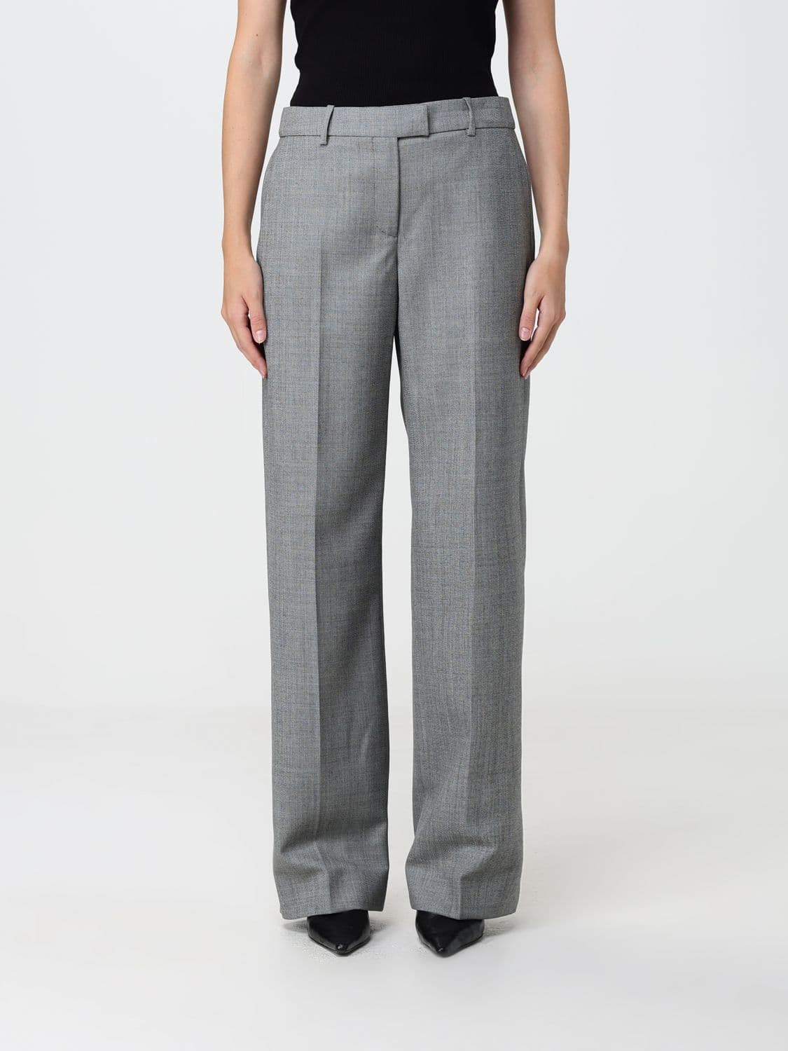Mcqueen Tailored Wide-Leg Wool Trousers with Off-Center Closure · 42