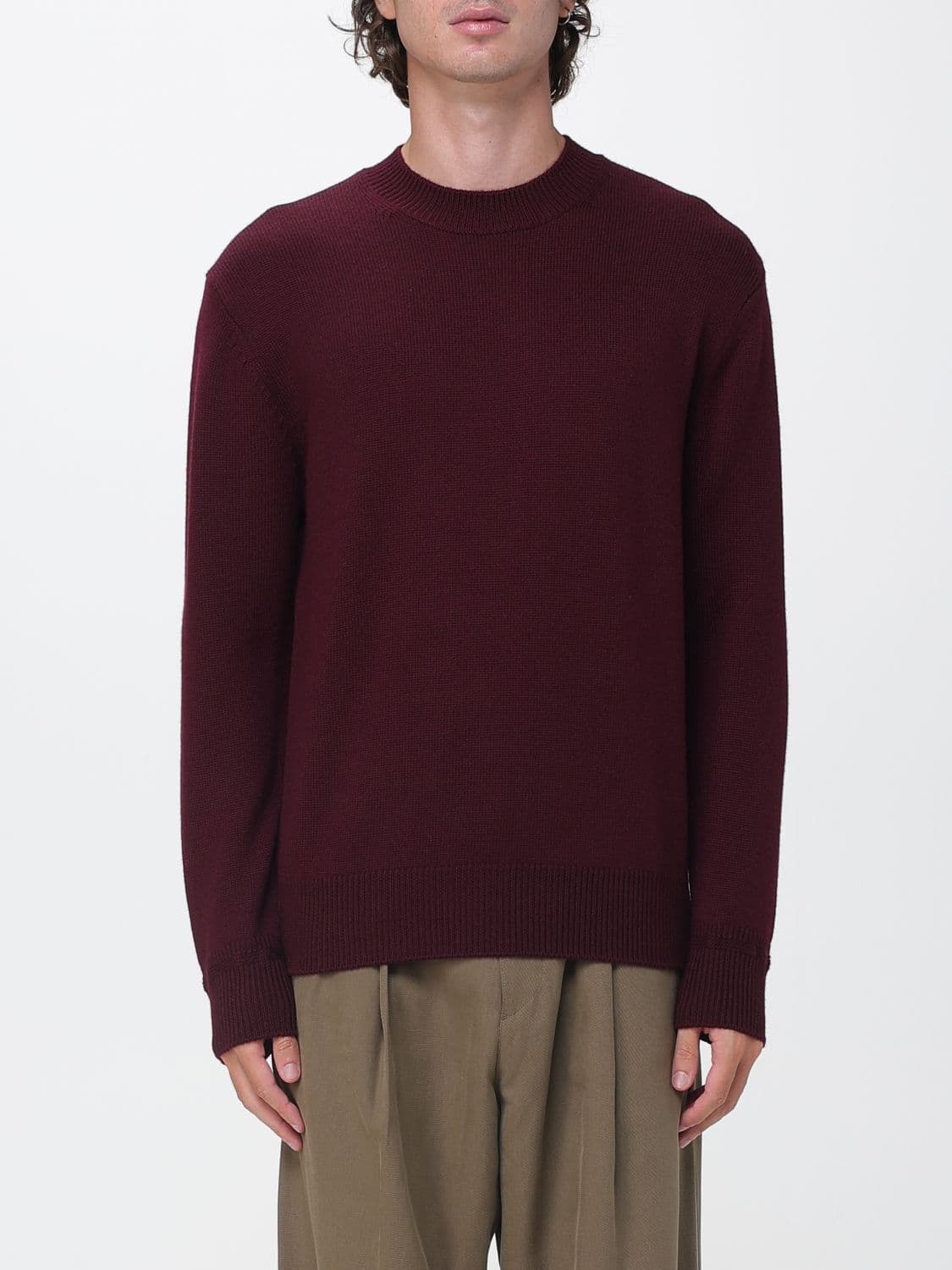 Paolo Pecora Wool Crew Neck Jumper with Long Sleeves and Ribbed Trims