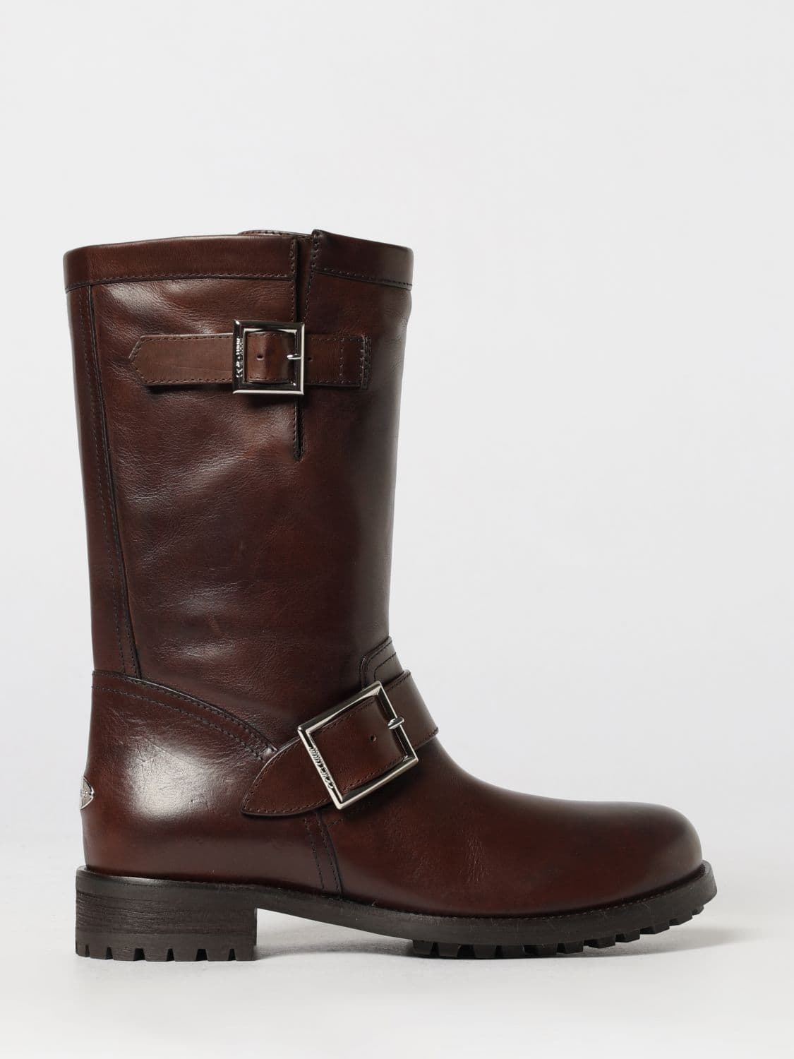 Jimmy Choo Smooth Calfskin Biker Boots with Lug Sole