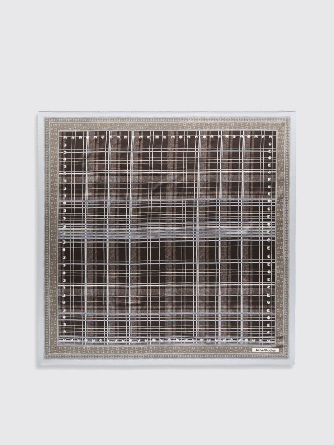 Acne Studios Square Organic Silk Foulard with Tartan Print · OS