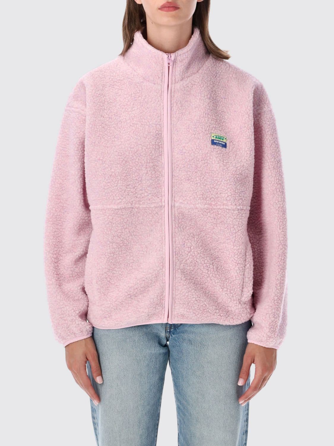 American Vintage Cropped Fleece Jacket with High Neck and Zip Closure