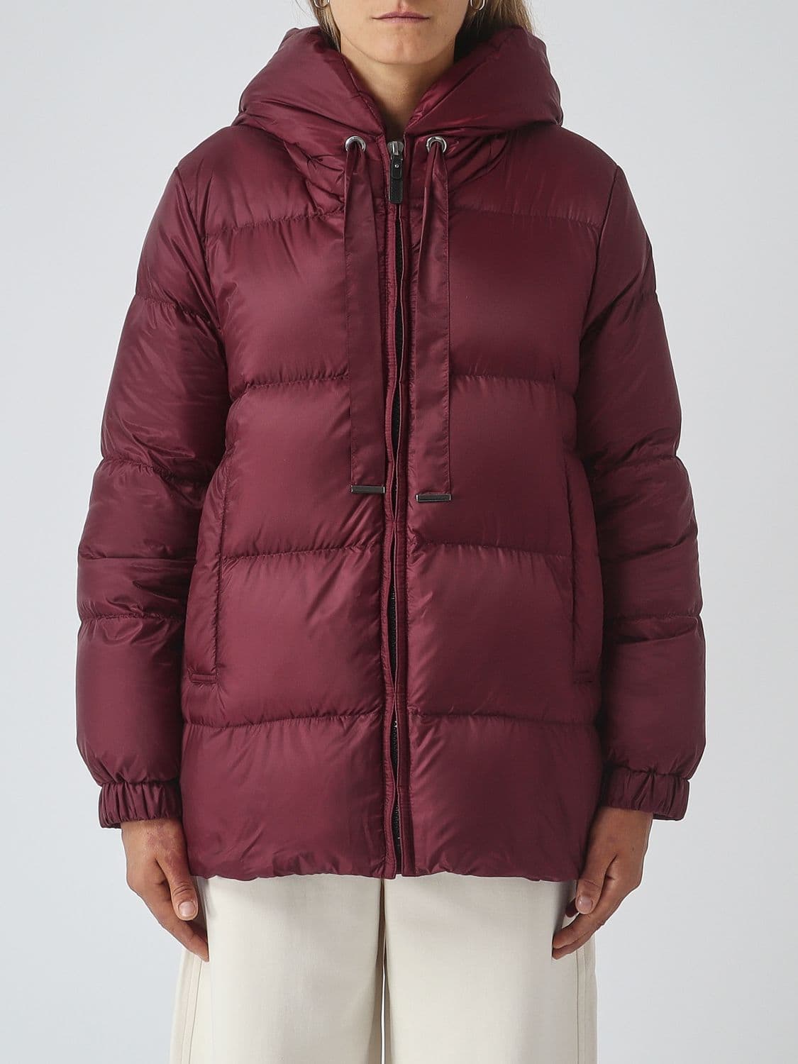 Max Mara The Cube Short Down Jacket in Quilted Technical Nylon with Hood