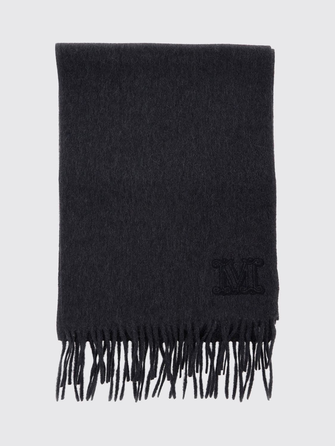 Max Mara 100% Pure Cashmere Scarf with Embroidered Logo Detail