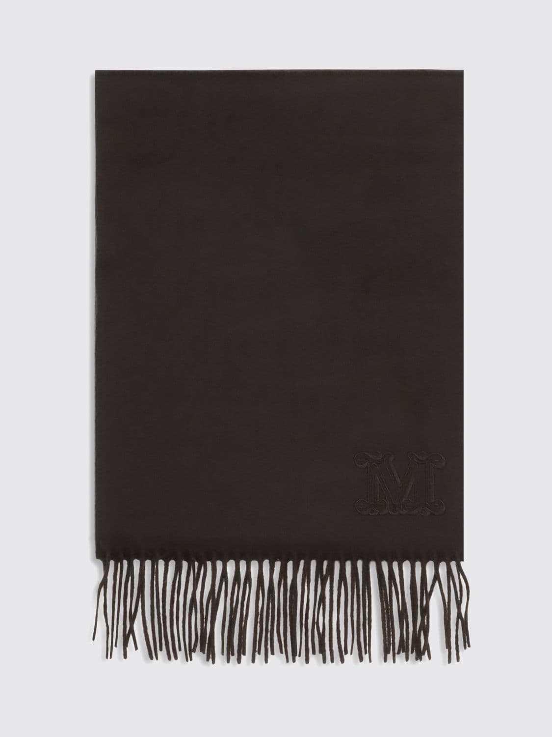 Max Mara 100% Pure Cashmere Scarf with Embroidered Logo Detail