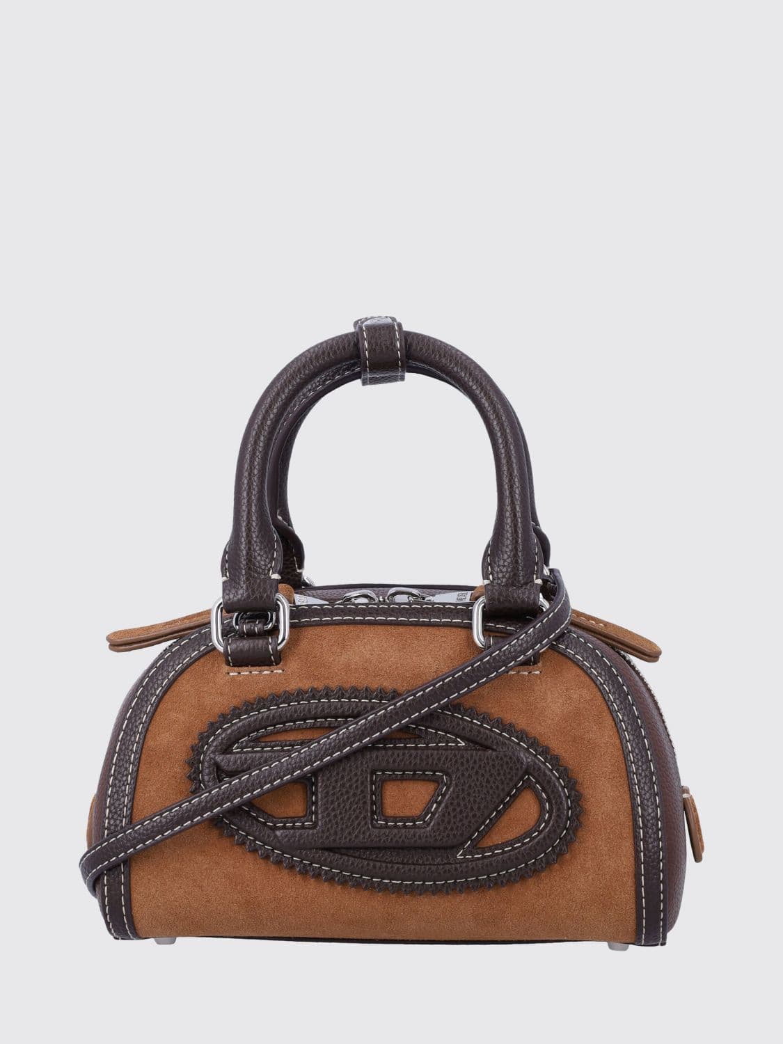 Diesel 1DR Dome Sueded Faux-Leather Mini Boston Bag with Oval D Logo