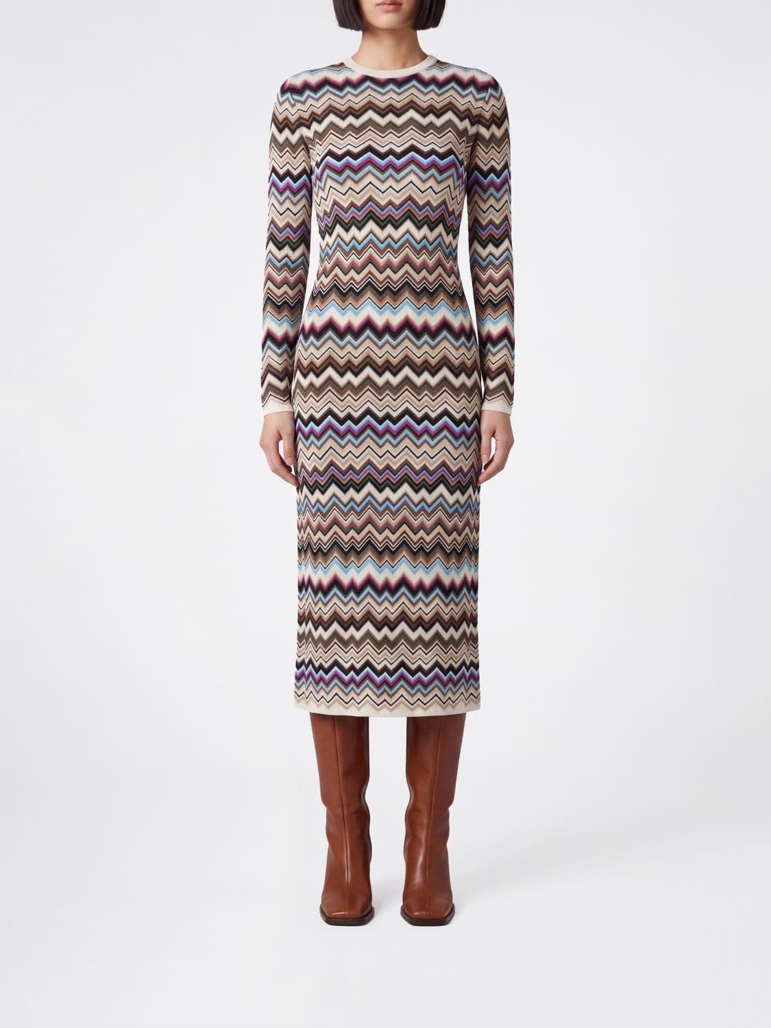 Missoni Multicolor Zigzag Pattern Knit Jersey Mini Dress