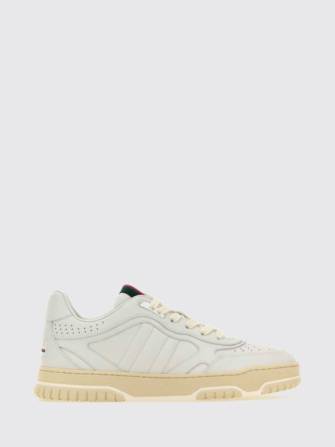 Gucci Re-Web Leather Sneakers with Iconic Web Detail and Round Toe