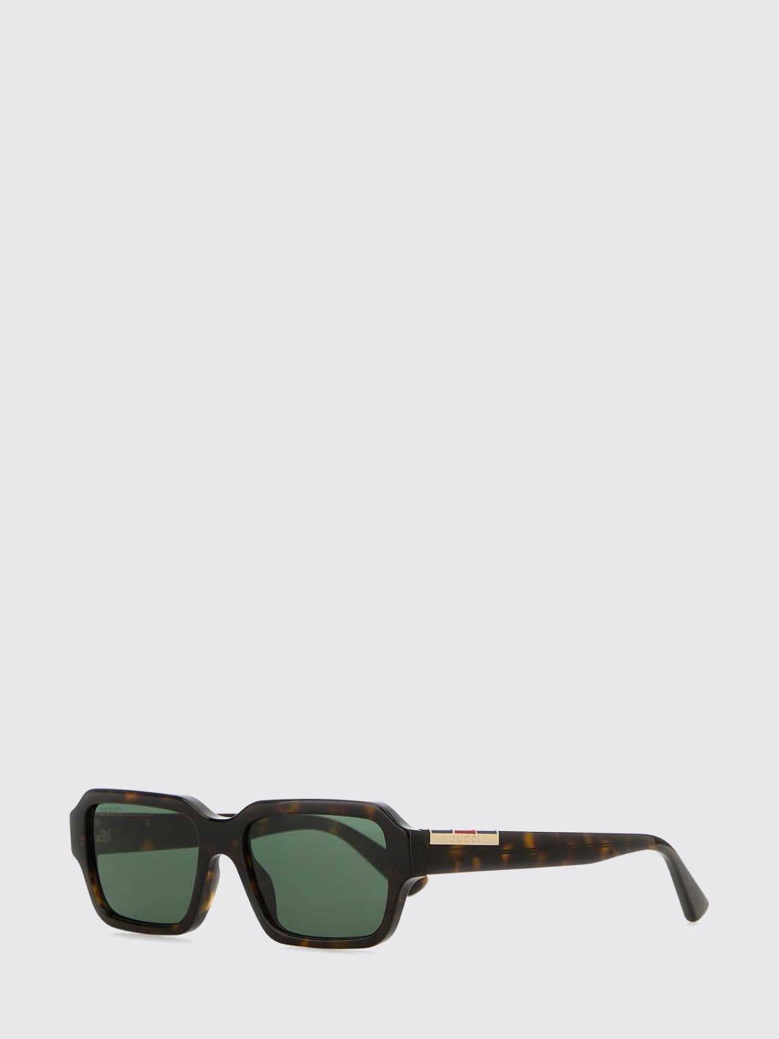 Gucci Rectangular Sunglasses in Tortoiseshell Acetate with Engraved Logo · OS