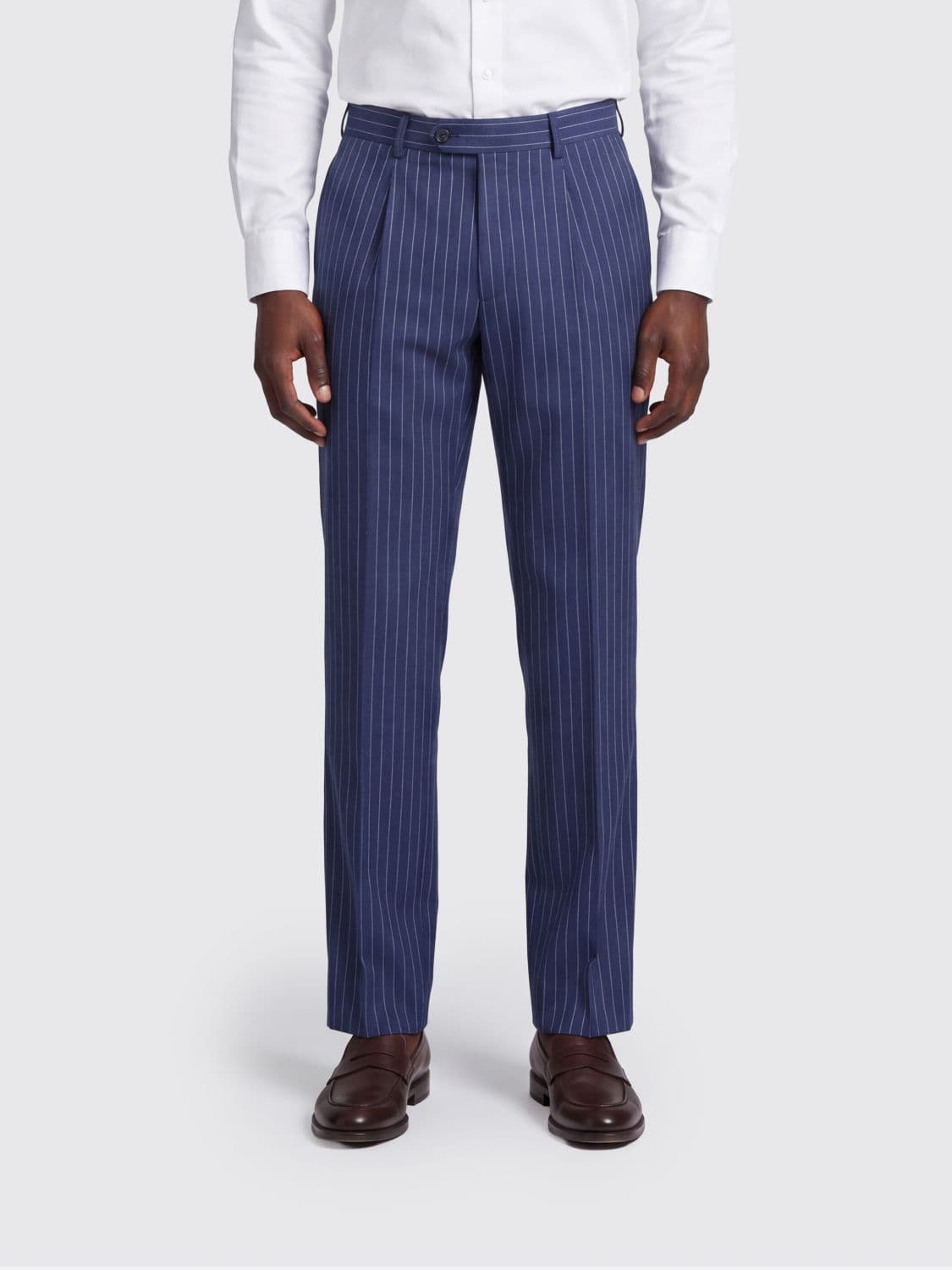 Brunello Cucinelli Slim Fit Pinstripe Virgin Wool Tailored Trousers