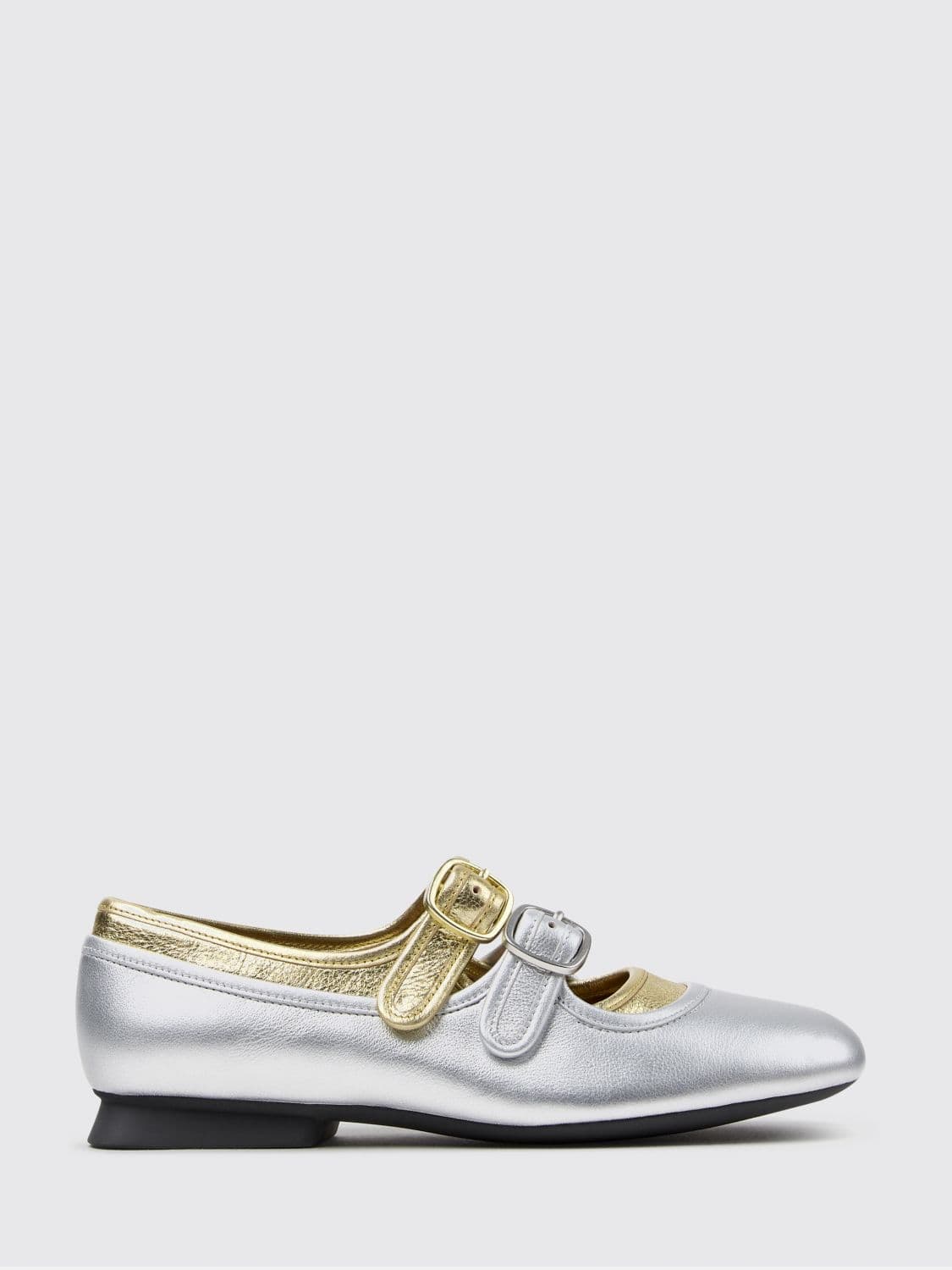 Camper Casi Myra Bicolor Laminated Leather Mary Jane Ballerinas with Double Strap