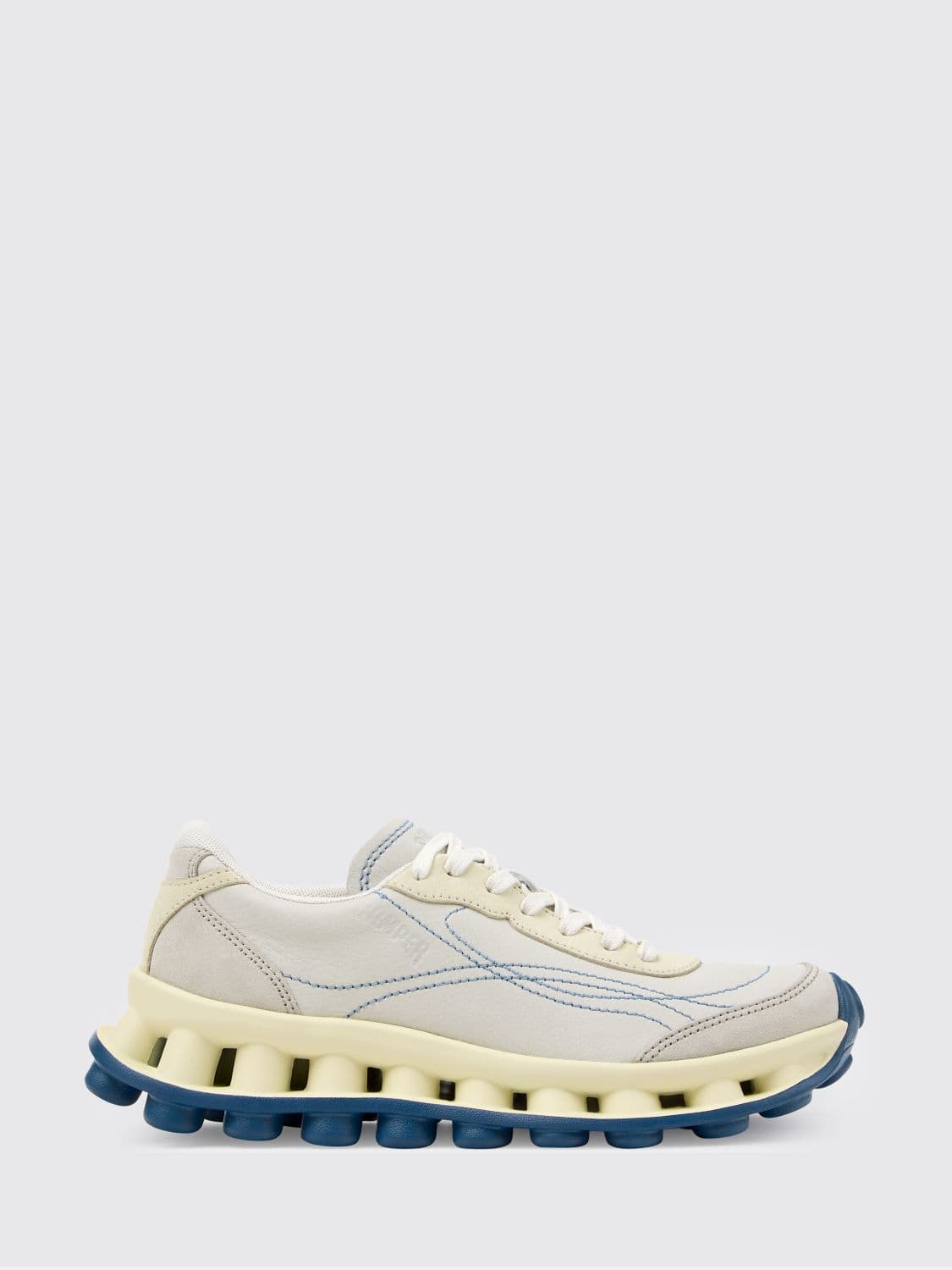 Camper Pelotissima Bicolor Leather and Nubuck Low-Top Sneakers with Serrated Sole