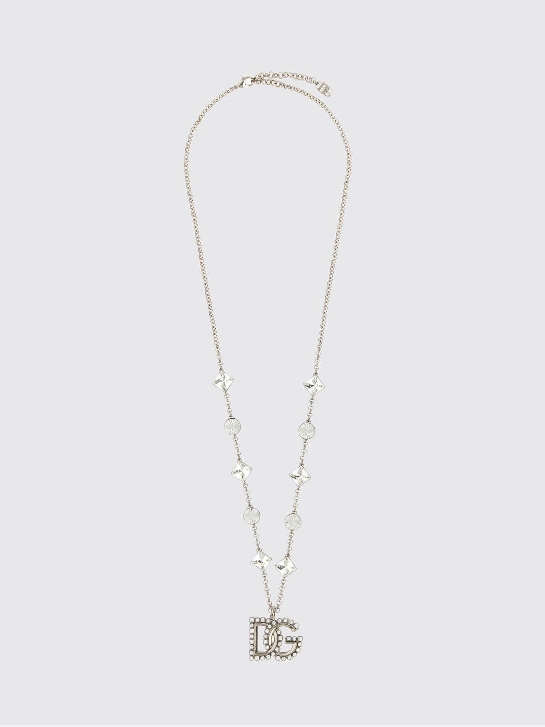 Dolce & Gabbana Necklace with DG Monogram Pendant and Crystals · OS
