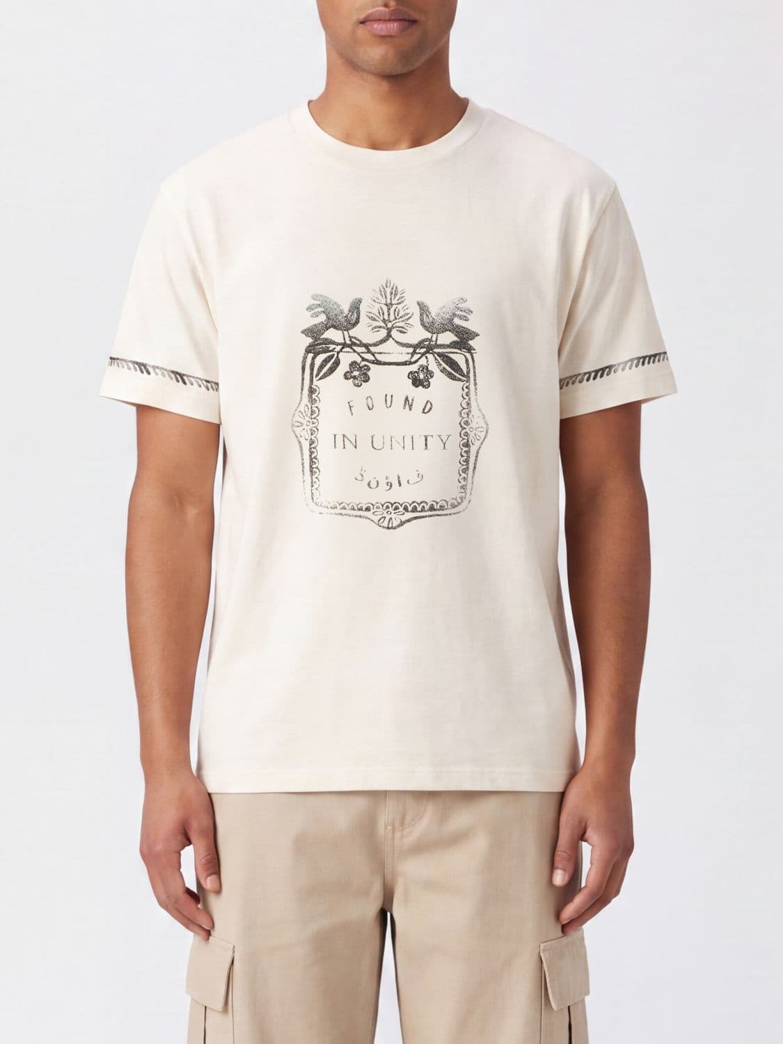 Found Crew-Neck Cotton T-shirt with Contrasting Graphic Print