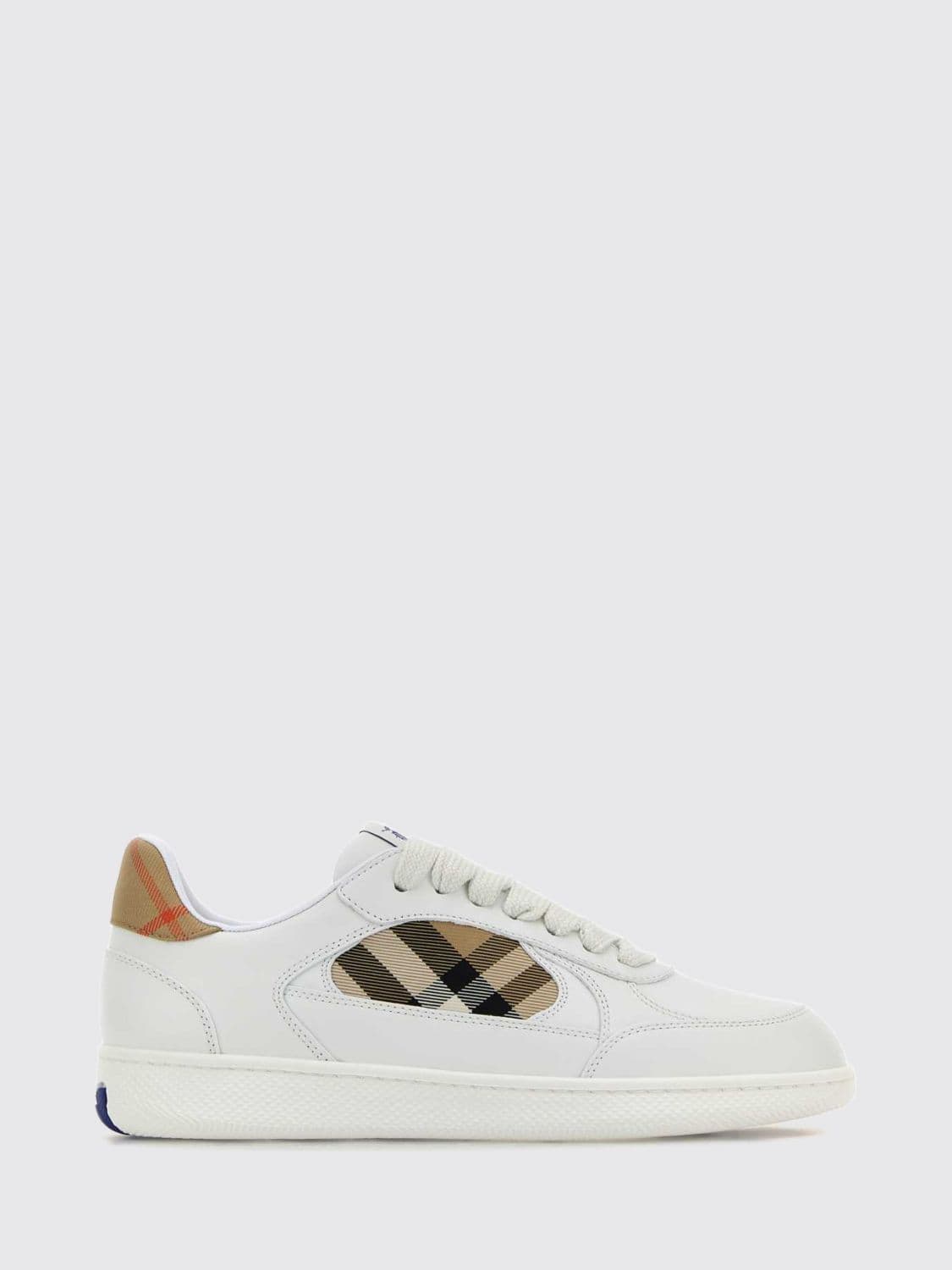 Burberry Terrace Calfskin Leather Sneakers with Vintage Check Details