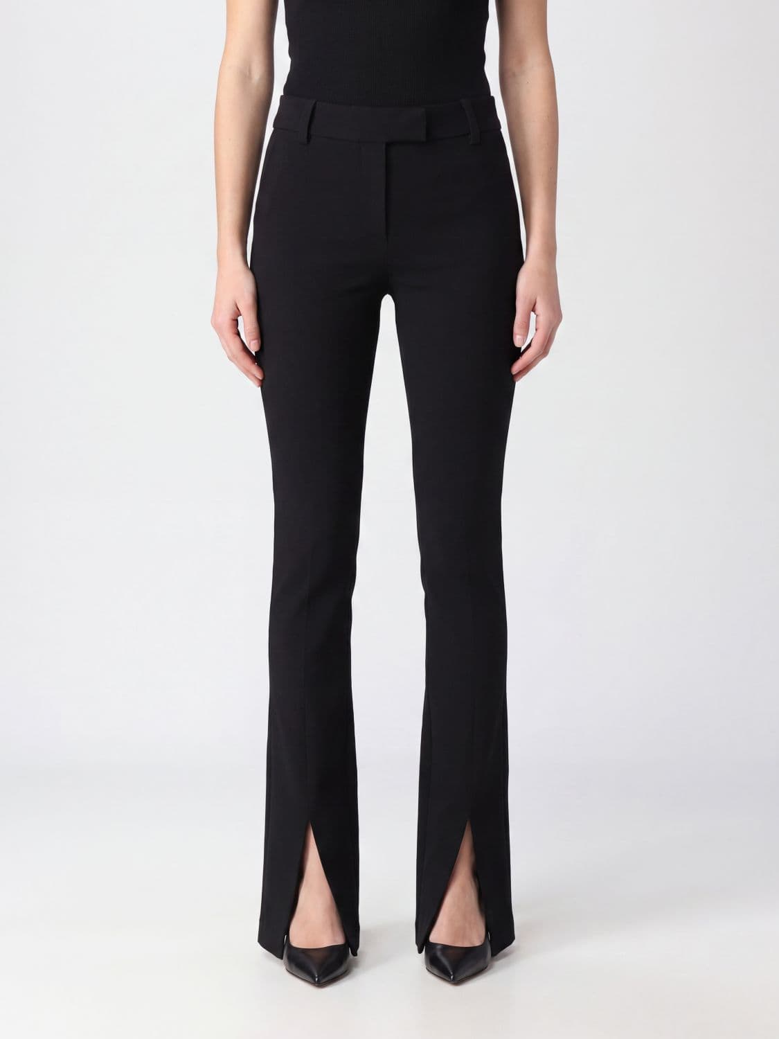 Alessandro Vigilante Slim Fit Viscose Skinny Trousers with Front Slit