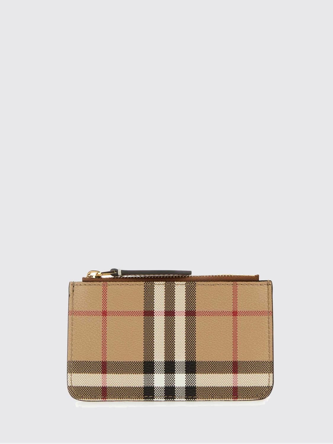 Burberry Vintage Check Coated Cotton Card Holder with Snap Hook