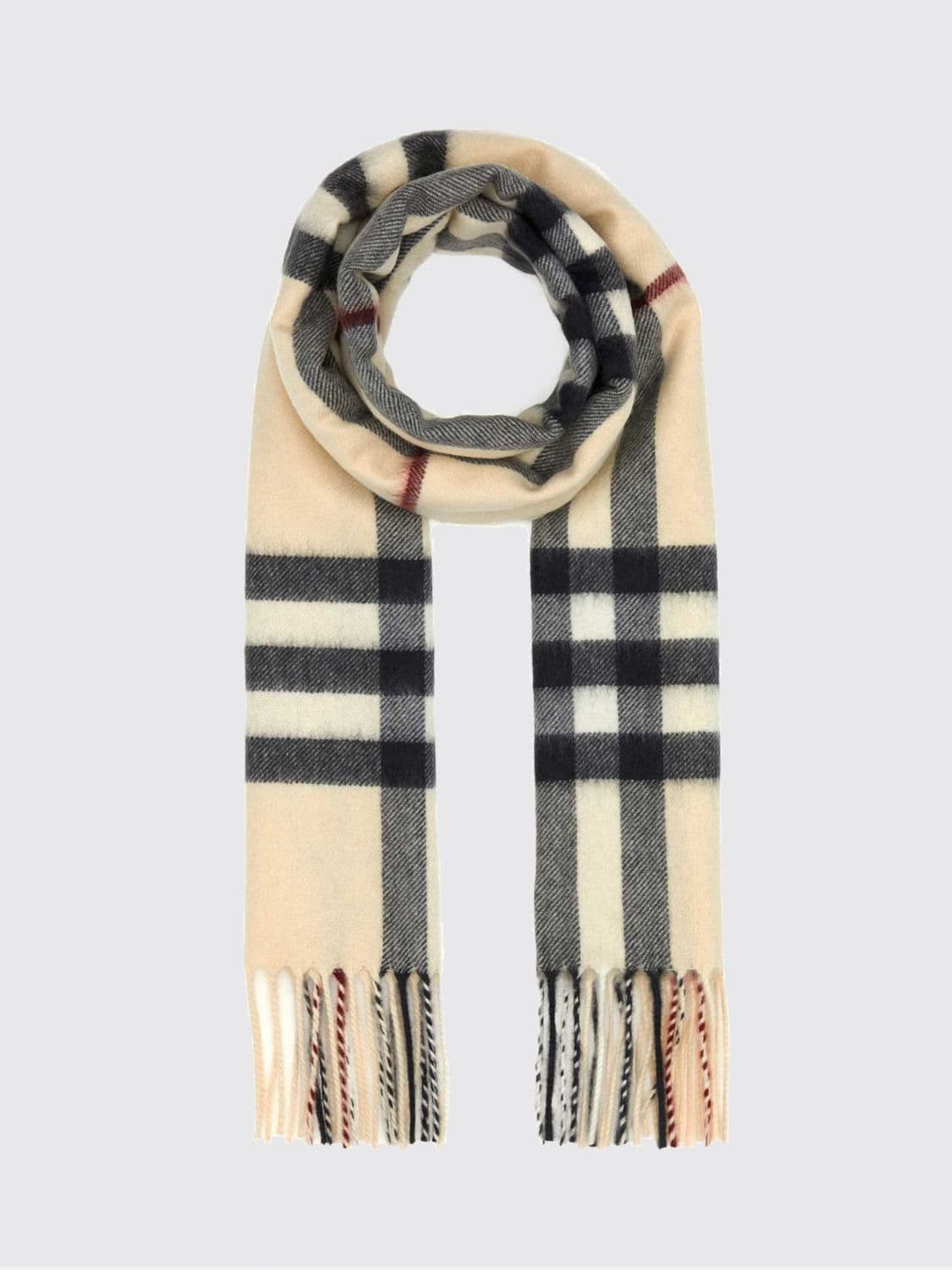 Burberry Check Pure Cashmere Scarf with Fringed Hem · OS
