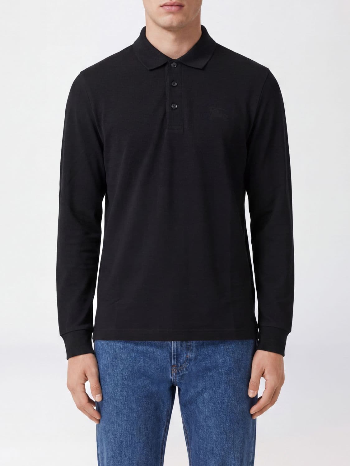 Burberry EKD Logo Slim Fit Long-Sleeved Cotton Polo