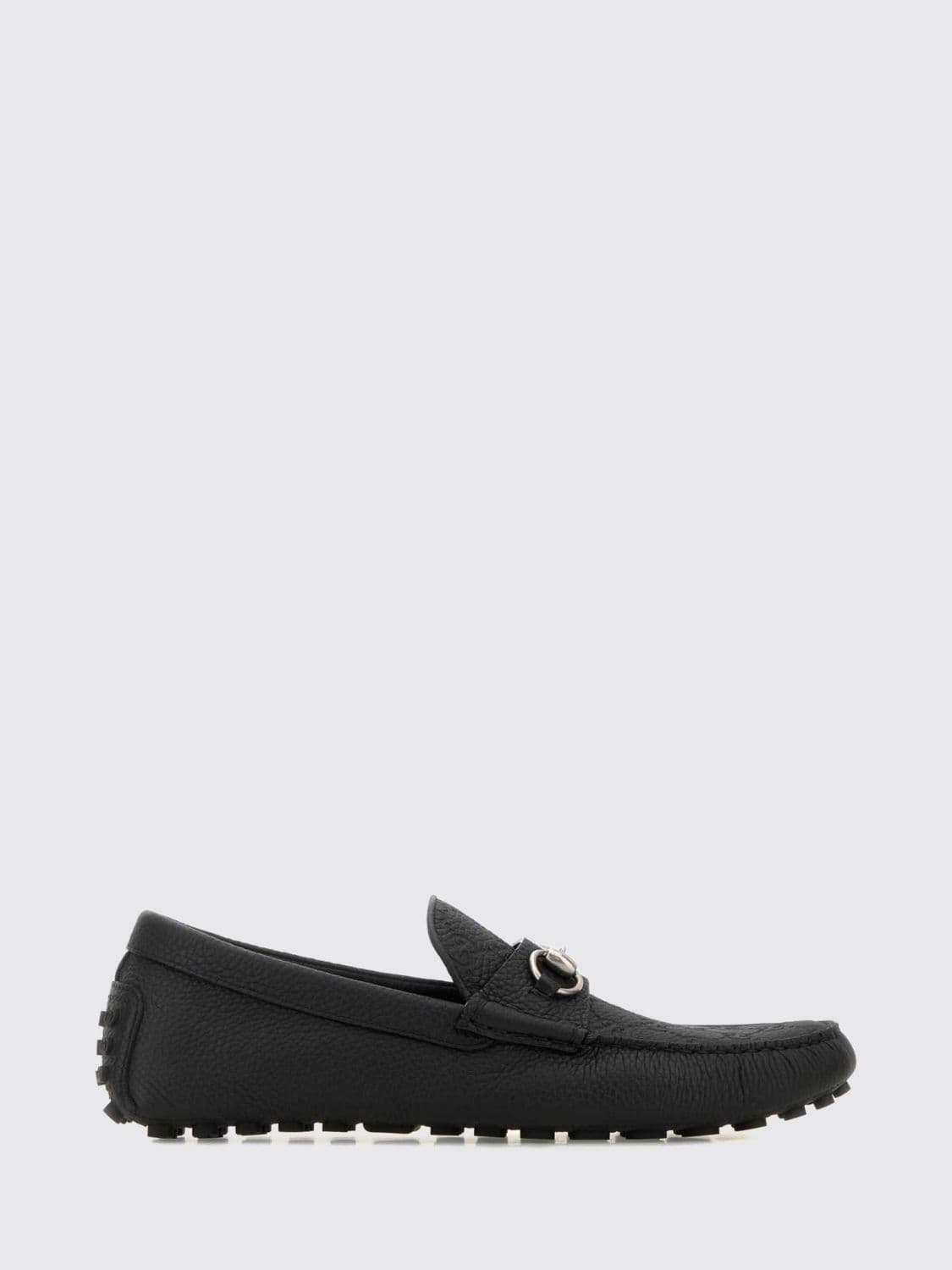 Gucci Driver Loafers in Pebbled Leather with Horsebit and GG Logo