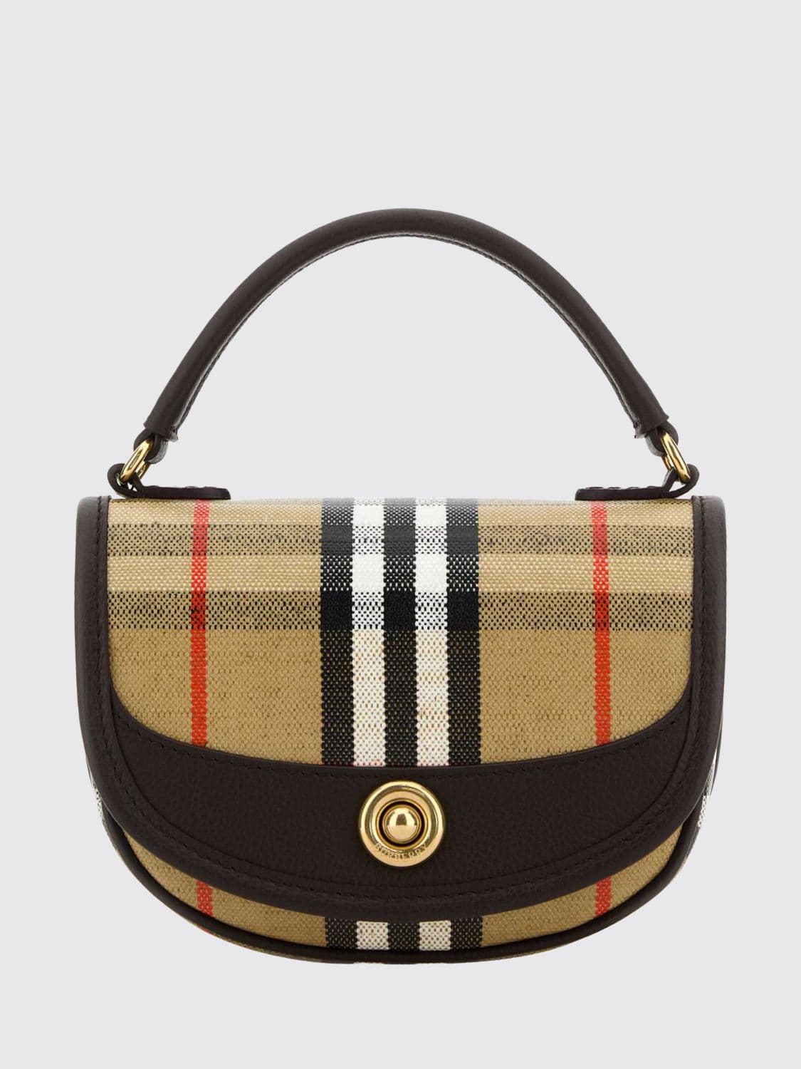 Burberry Highlands Mini Half-Moon Bag in Vintage Check Canvas and Leather