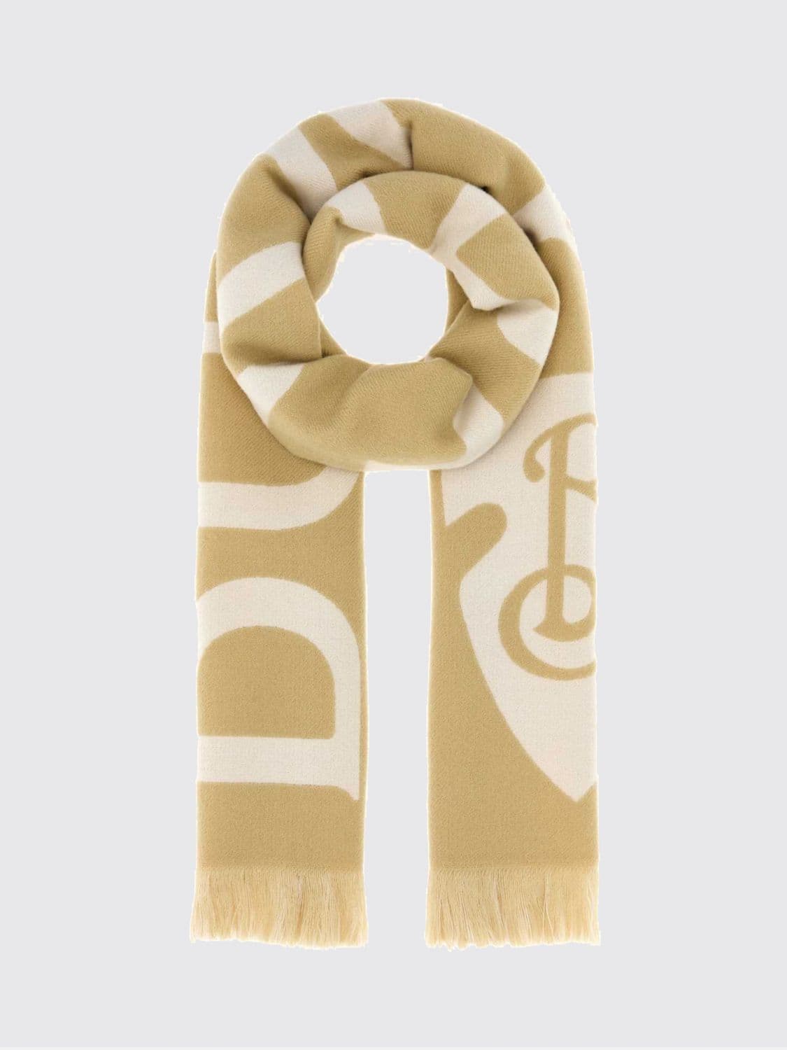 Burberry Contrast Logo Wool Scarf with Fringed Edges · OS