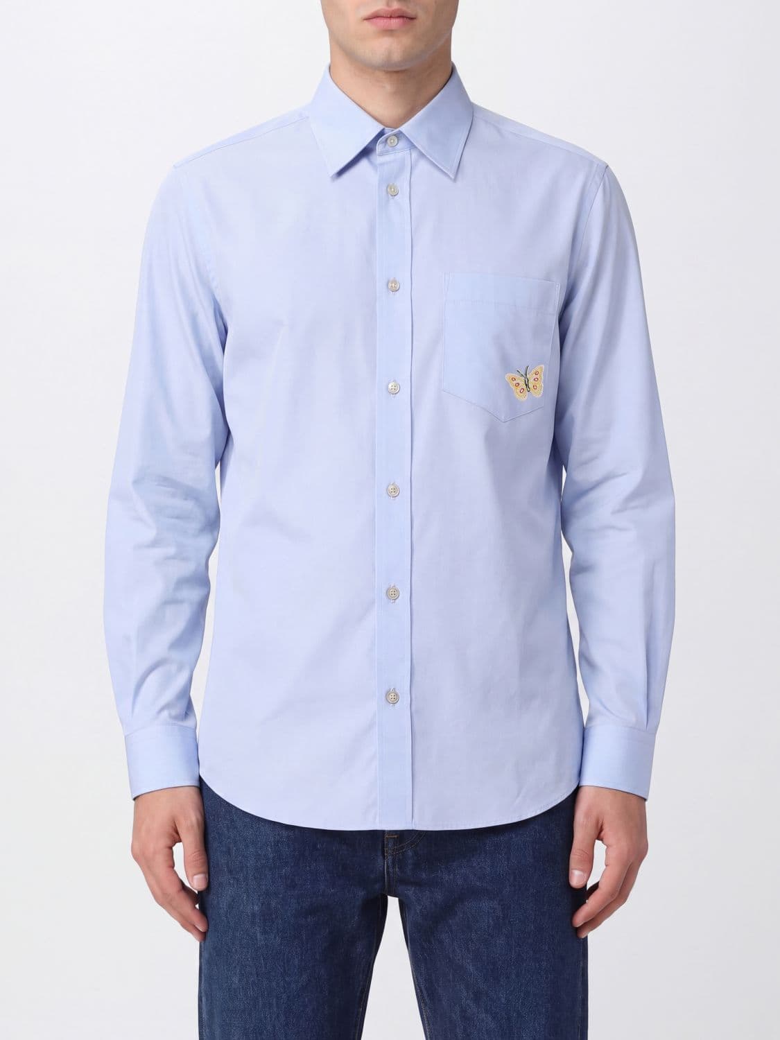 Valentino Garavani Slim Fit Shirt in Cotton Poplin with Butterfly Print