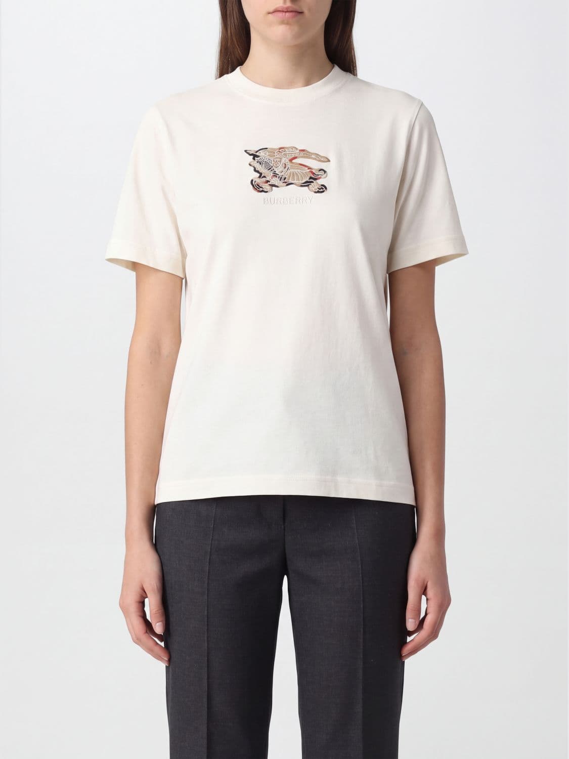 Burberry Cotton T-shirt with Contrasting Equestrian Knight Logo