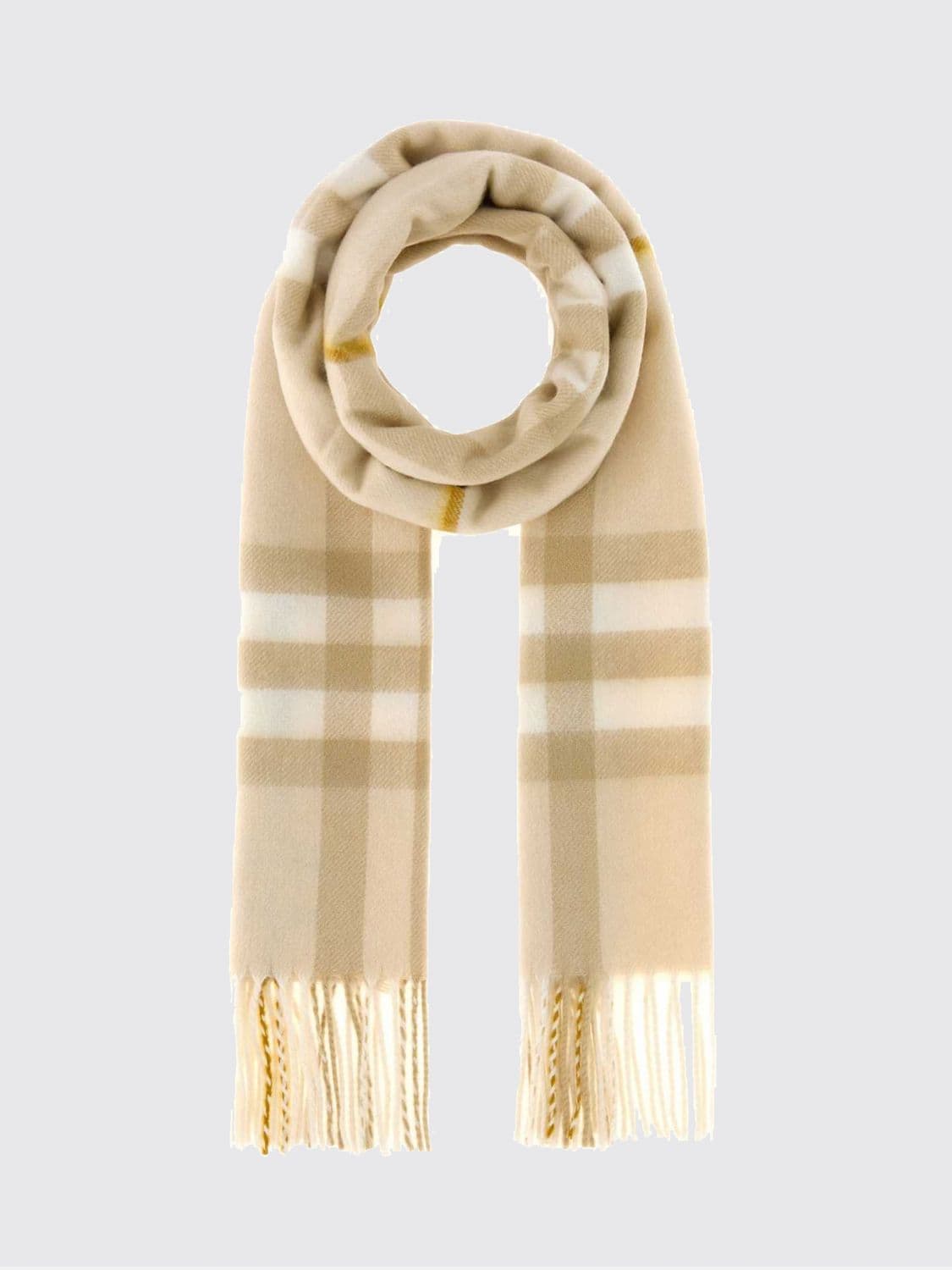 Burberry Classic Check 100% Cashmere Scarf with Fringed Hem · OS