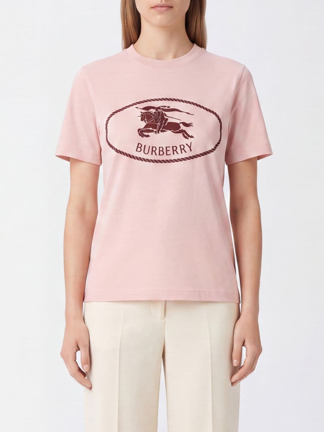 Burberry Crewneck Cotton T-shirt with Contrasting EKD Logo · L