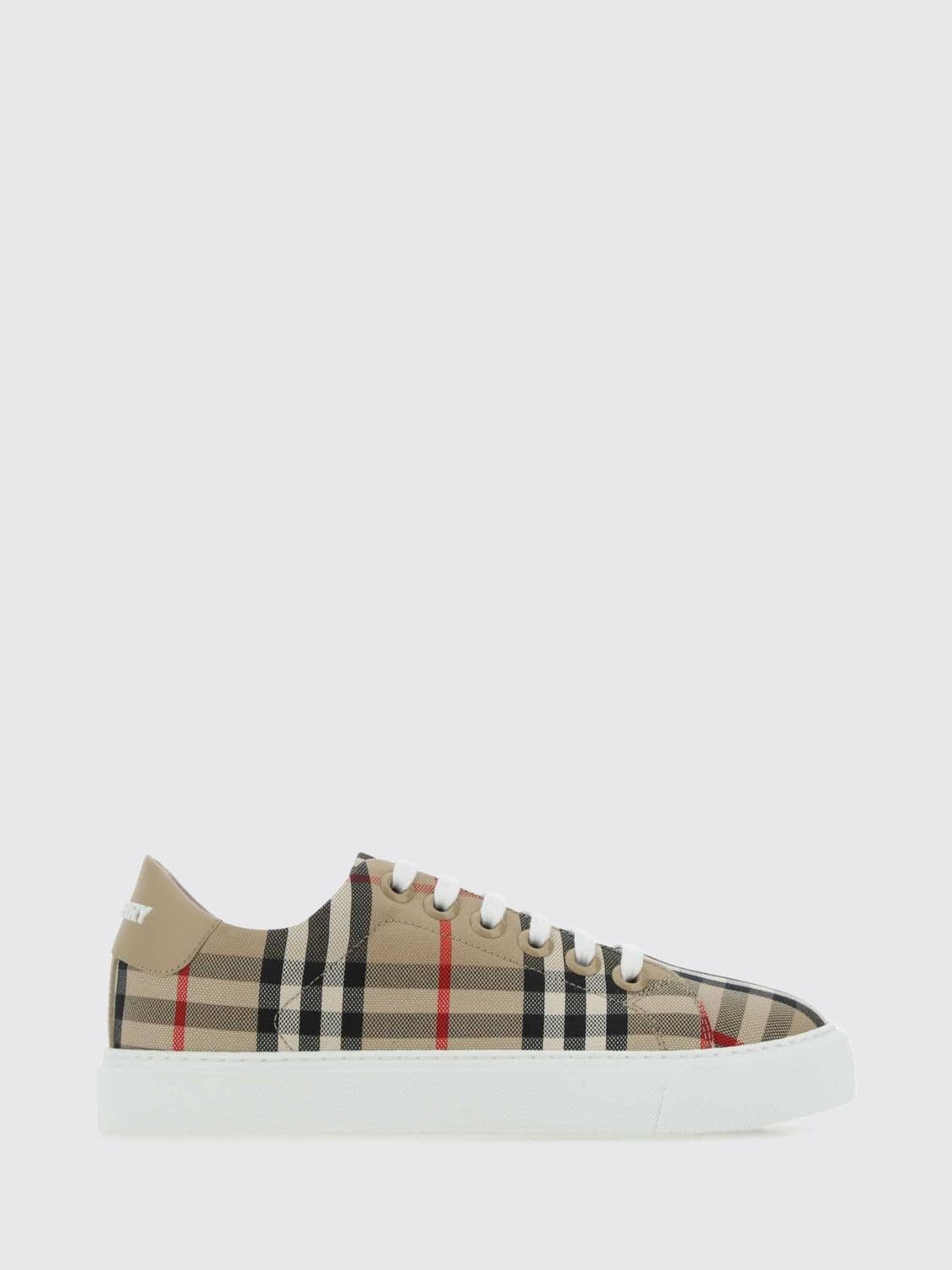 Burberry Low-Top Lace-Up Sneakers in Cotton Canvas with Vintage Check Pattern