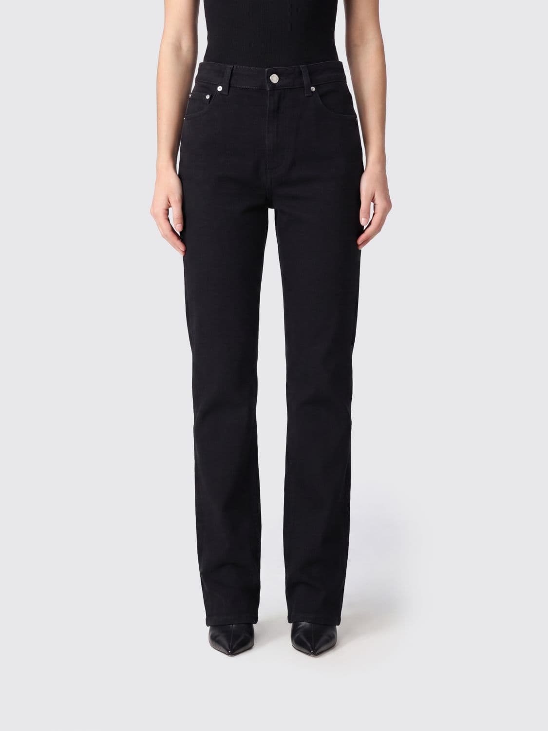 Dolce & Gabbana High-Waisted Straight Jeans in Denim with Rear Logo Plaque