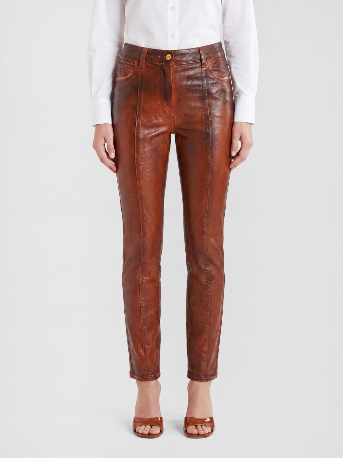 Elisabetta Franchi High-Waisted Distressed Effect Skinny Jeans in Stretch Denim