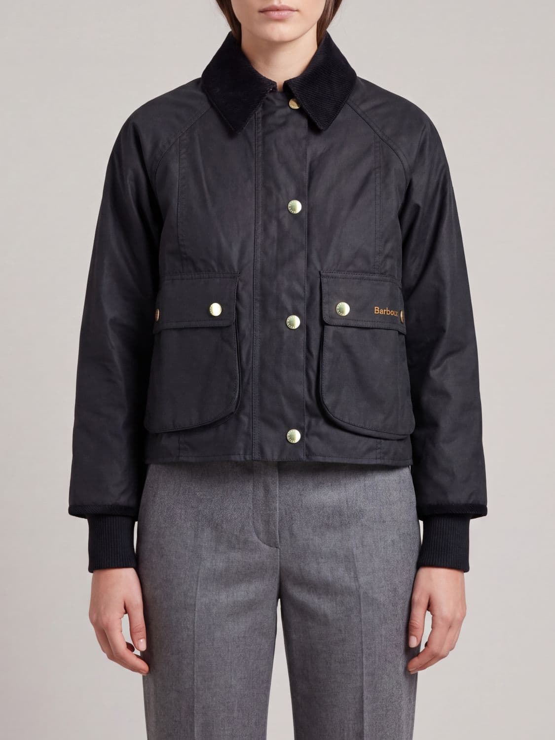 Barbour Beadnell Waxed Cotton Jacket with Corduroy Collar
